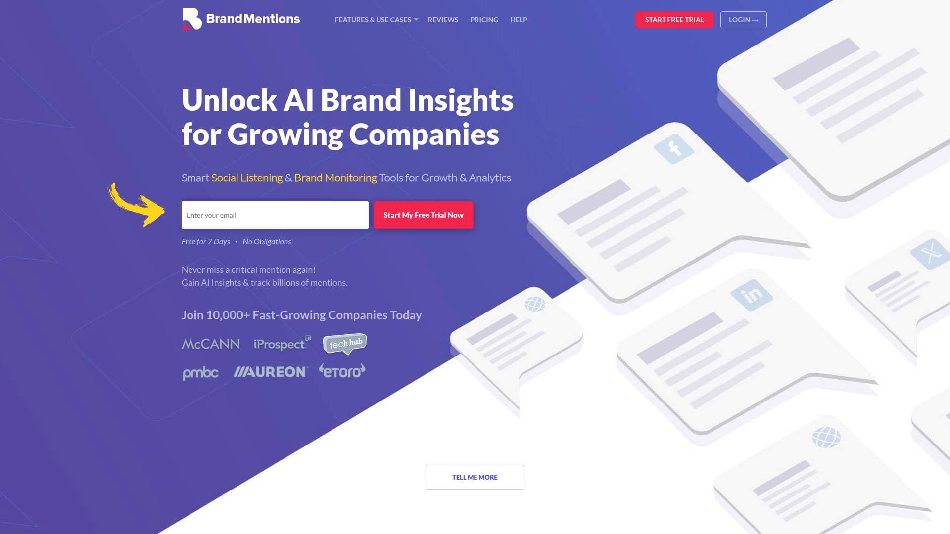 Brandmentions interface screenshot showing main features and user interface
