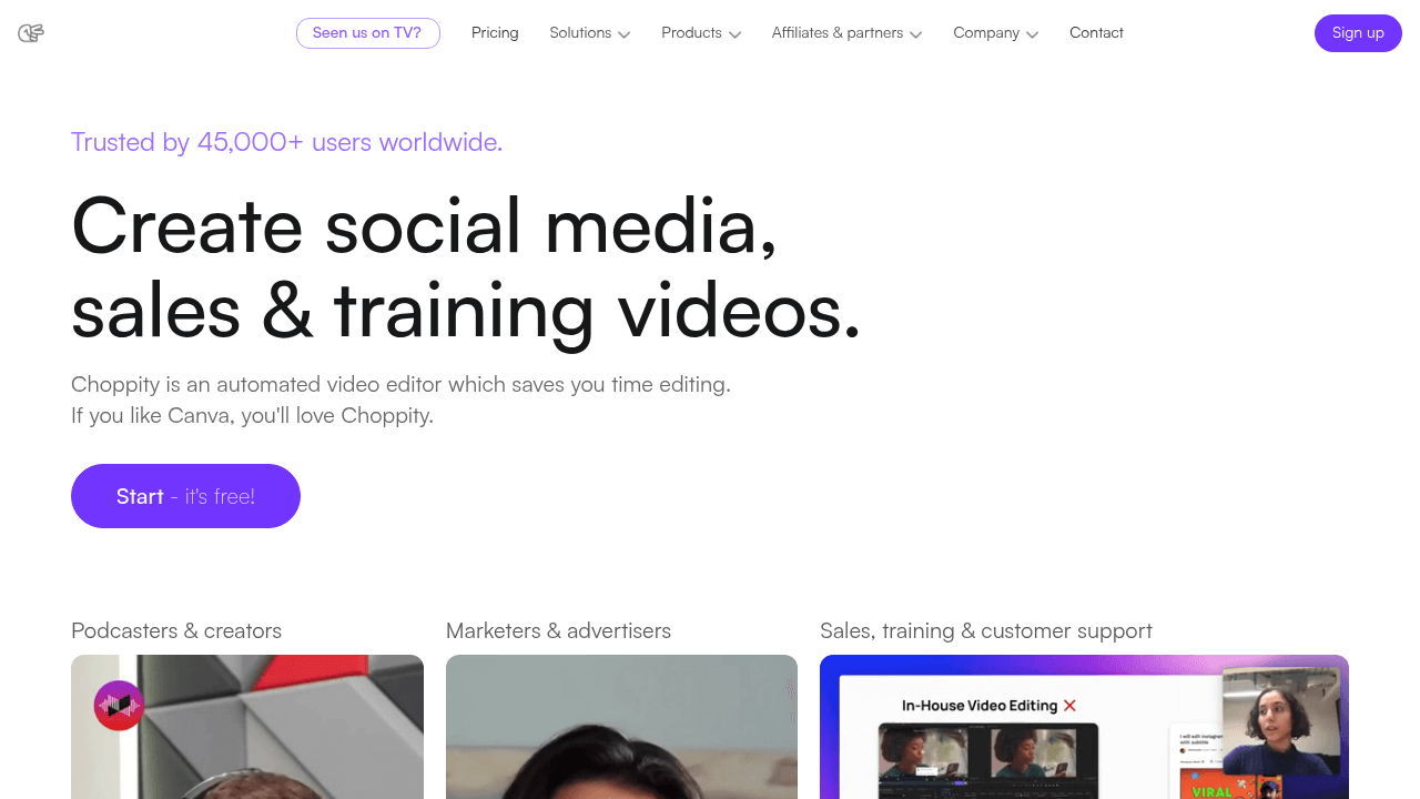 Choppity interface screenshot showing main features and user interface