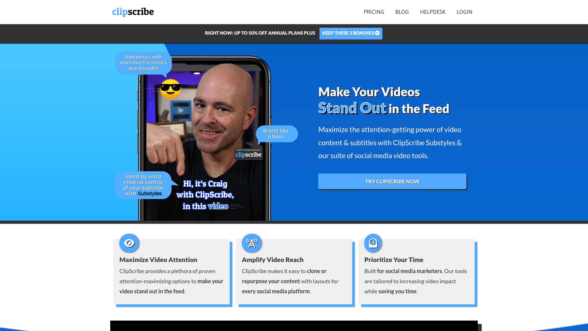 Clipscribe interface screenshot showing main features and user interface
