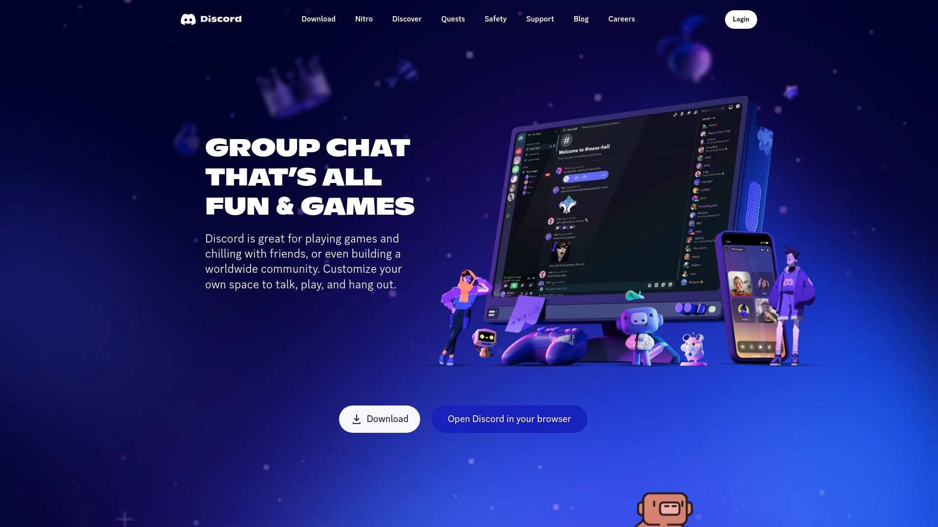 Discord interface screenshot showing main features and user interface