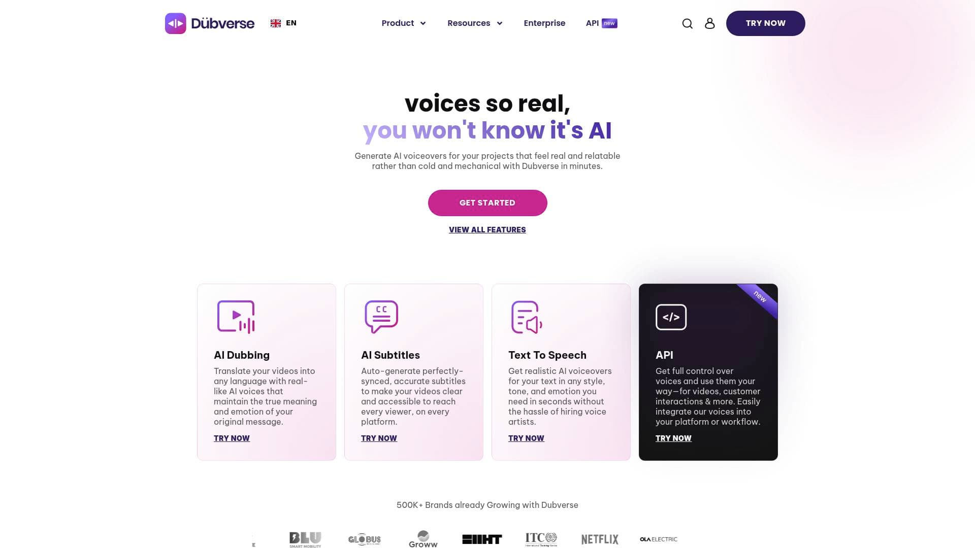 Dubverse interface screenshot showing main features and user interface