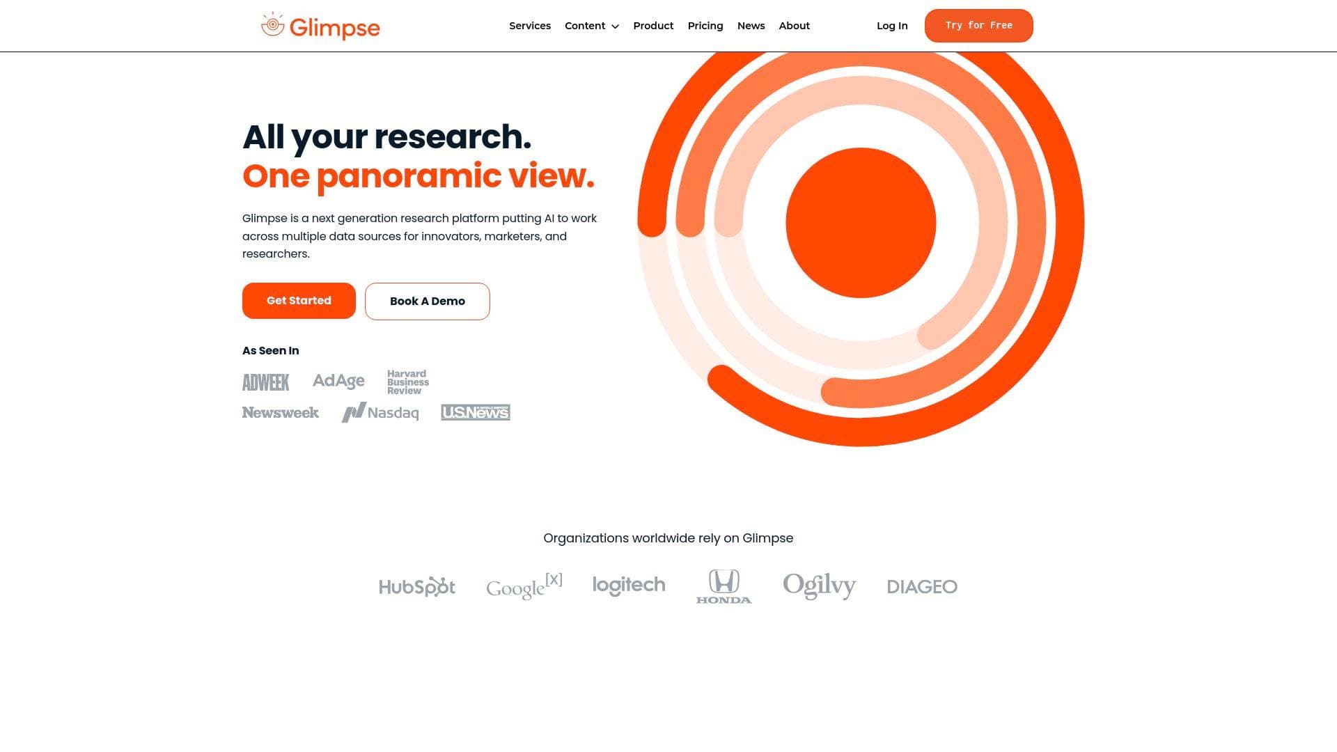 Glimpse interface screenshot showing main features and user interface