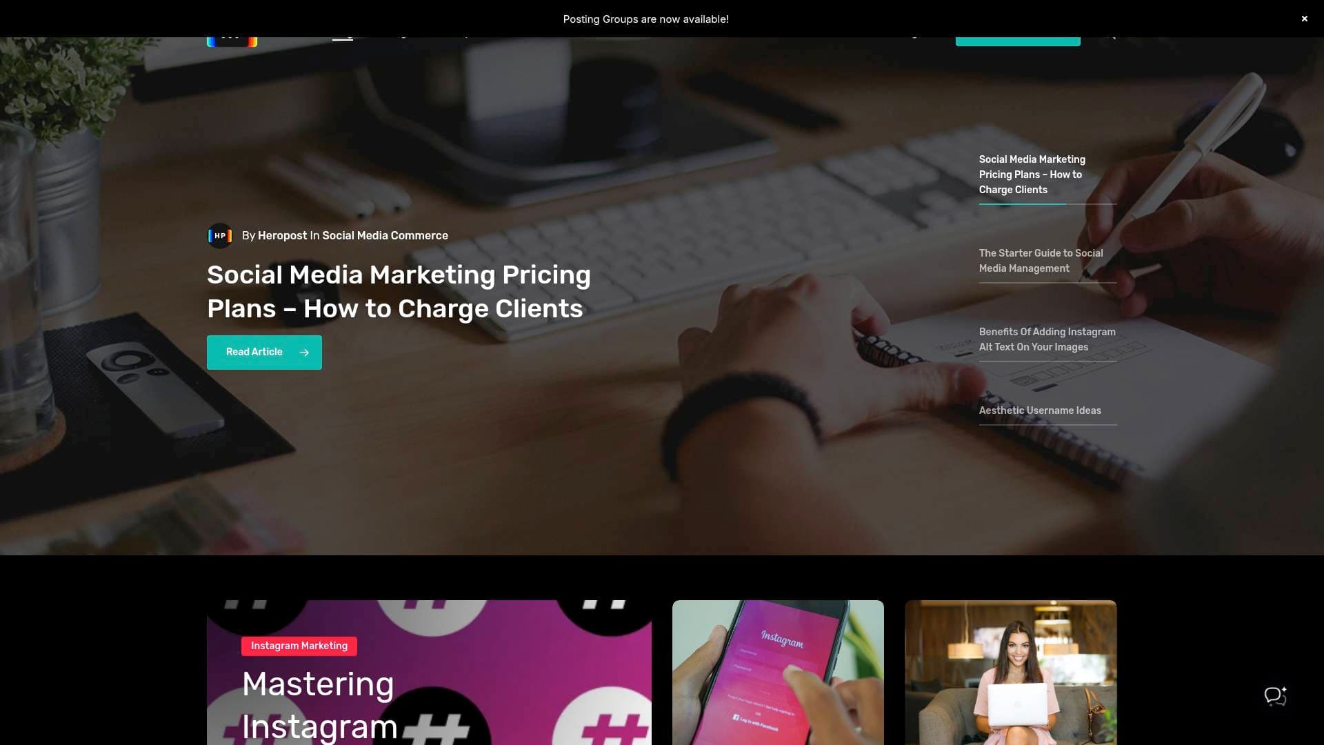 Heropost interface screenshot showing main features and user interface