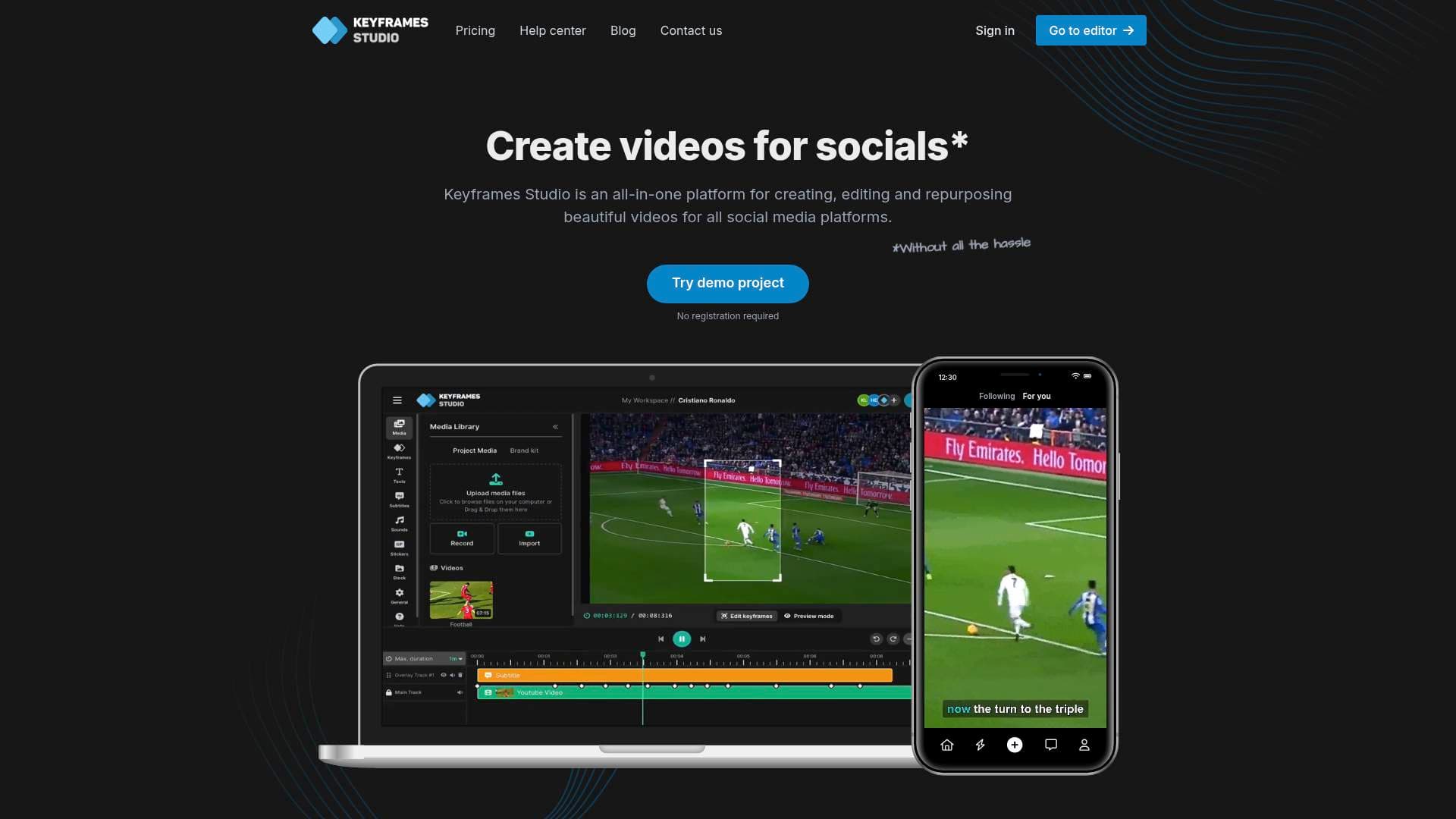 Keyframes.studio interface screenshot showing main features and user interface