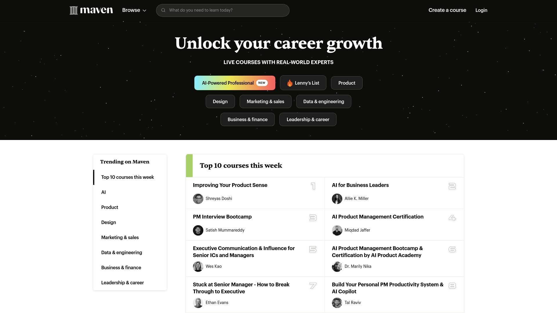 Maven interface screenshot showing main features and user interface