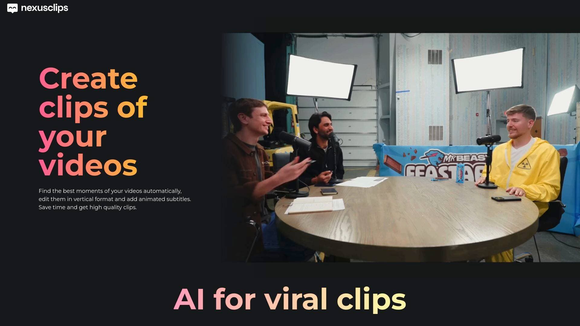 NexusClips interface screenshot showing main features and user interface