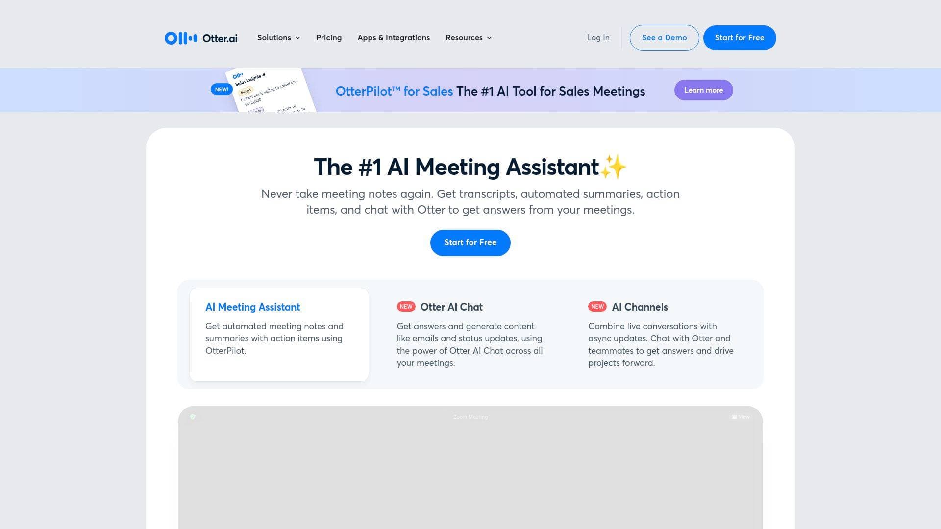 Otter interface screenshot showing main features and user interface
