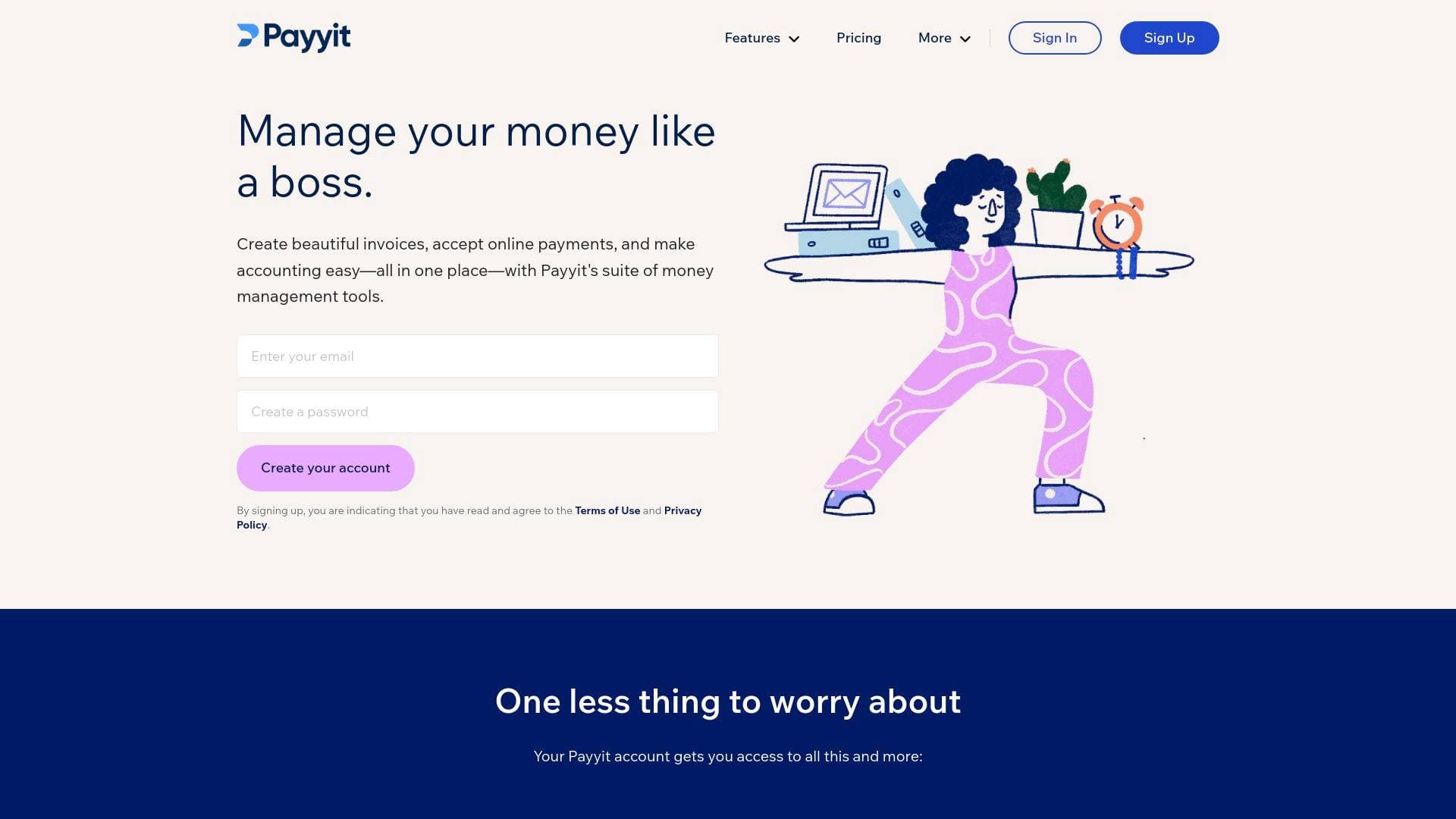 PayIt interface screenshot showing main features and user interface