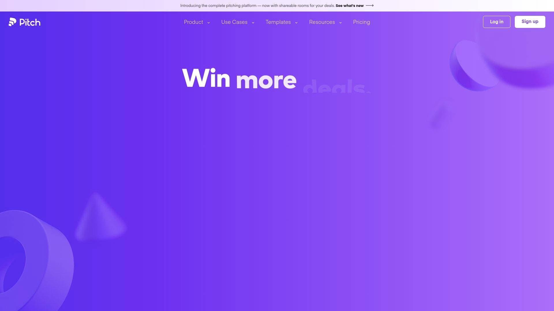 Pitch interface screenshot showing main features and user interface