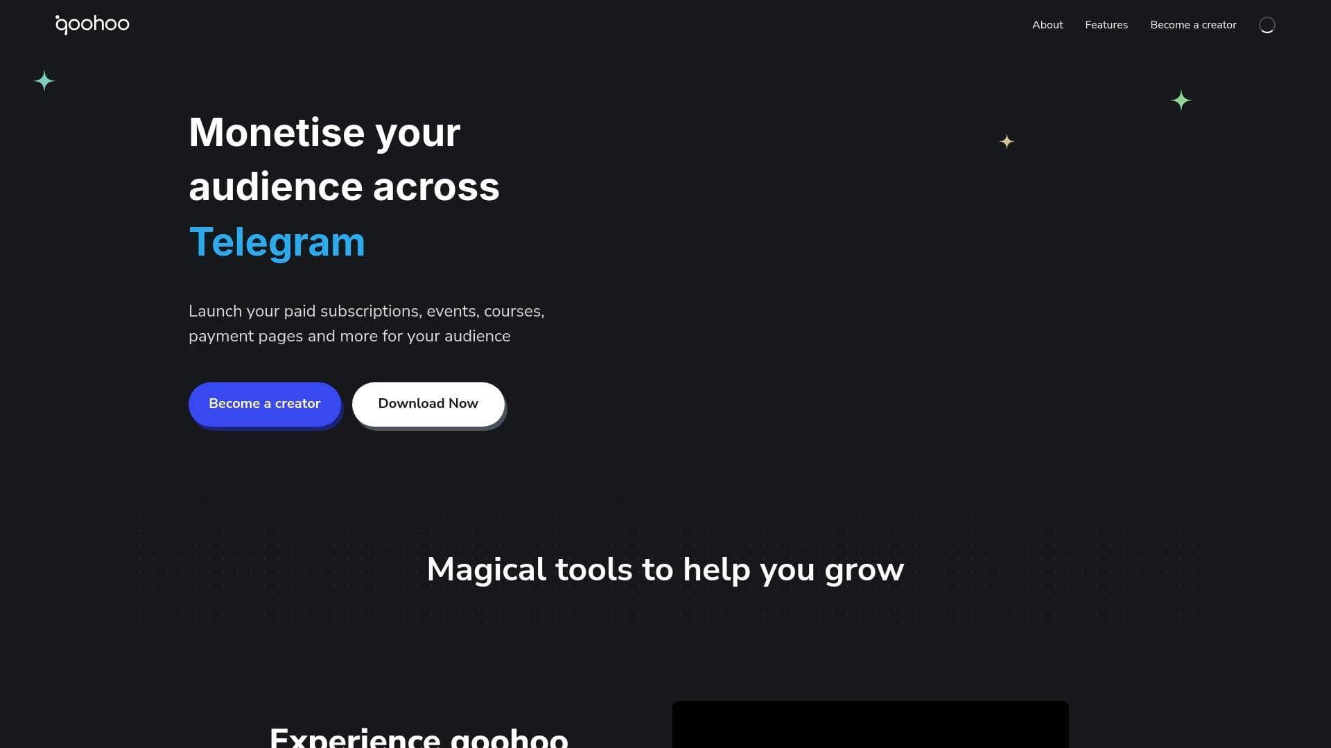 Qoohoo interface screenshot showing main features and user interface