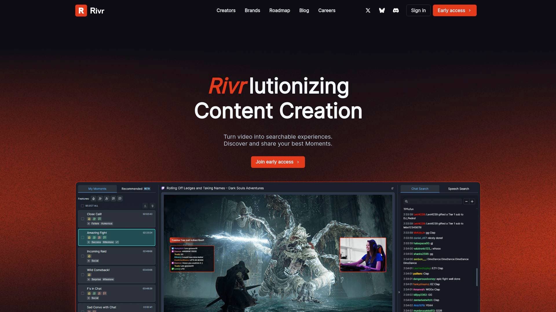 Rivr interface screenshot showing main features and user interface
