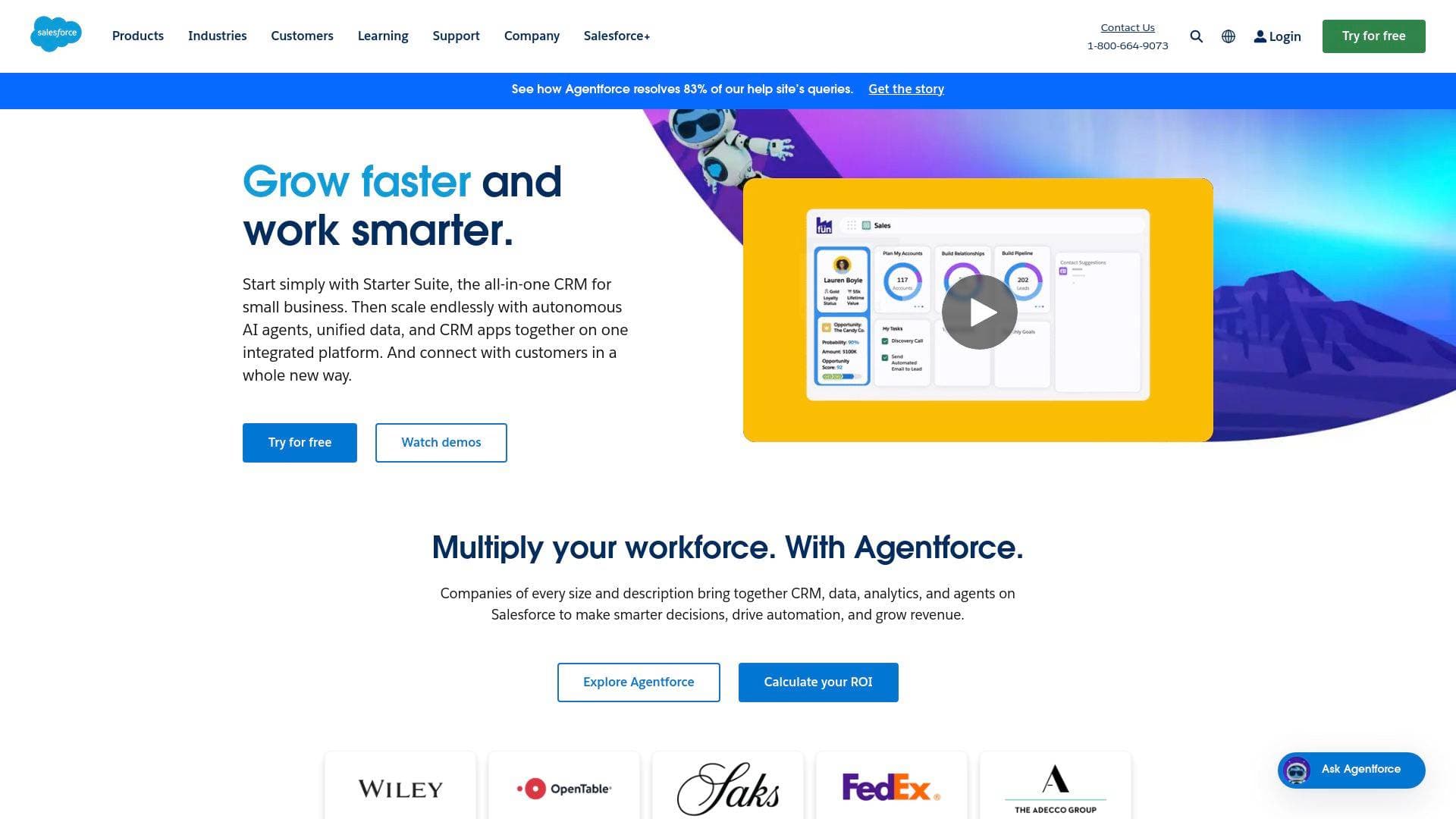 Salesforce interface screenshot showing main features and user interface