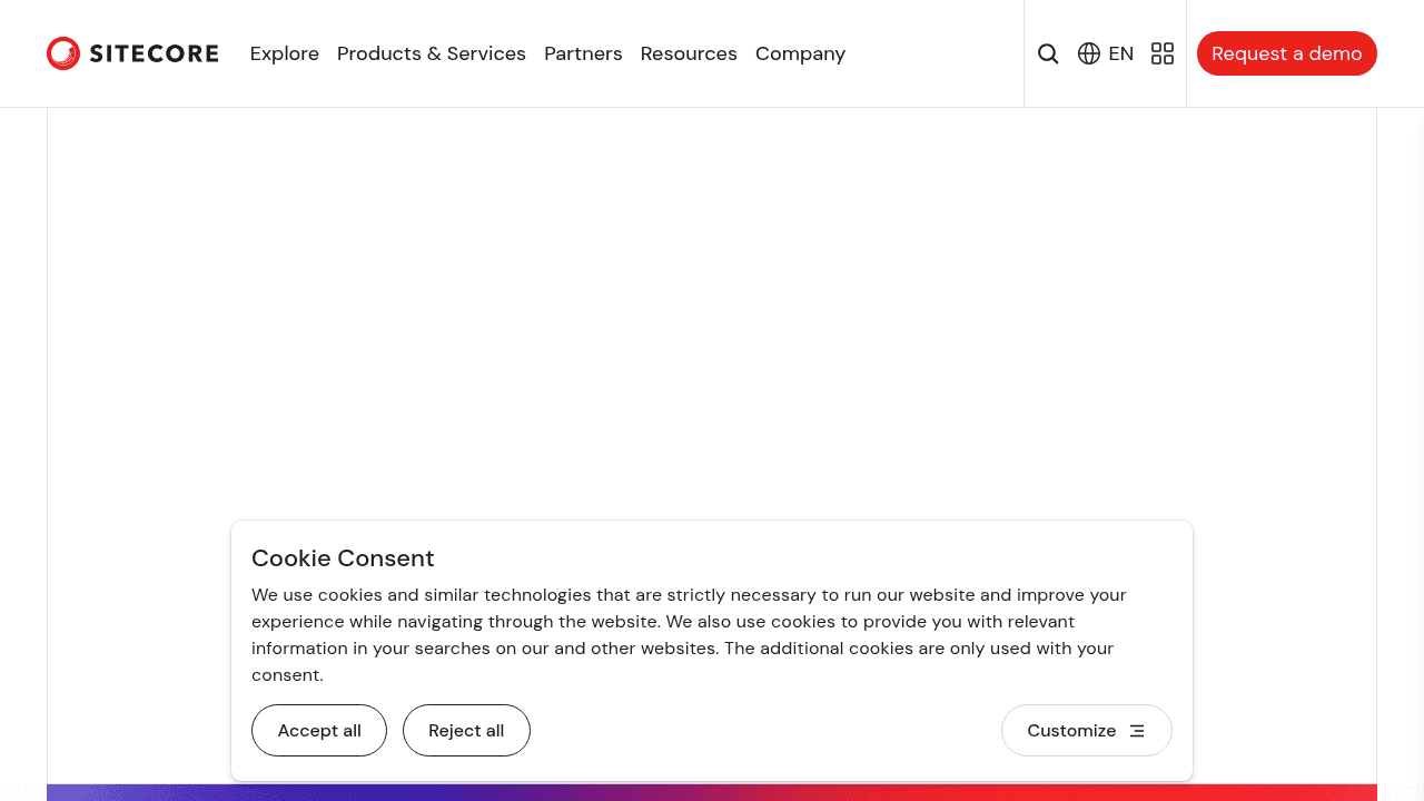 Sitecore interface screenshot showing main features and user interface