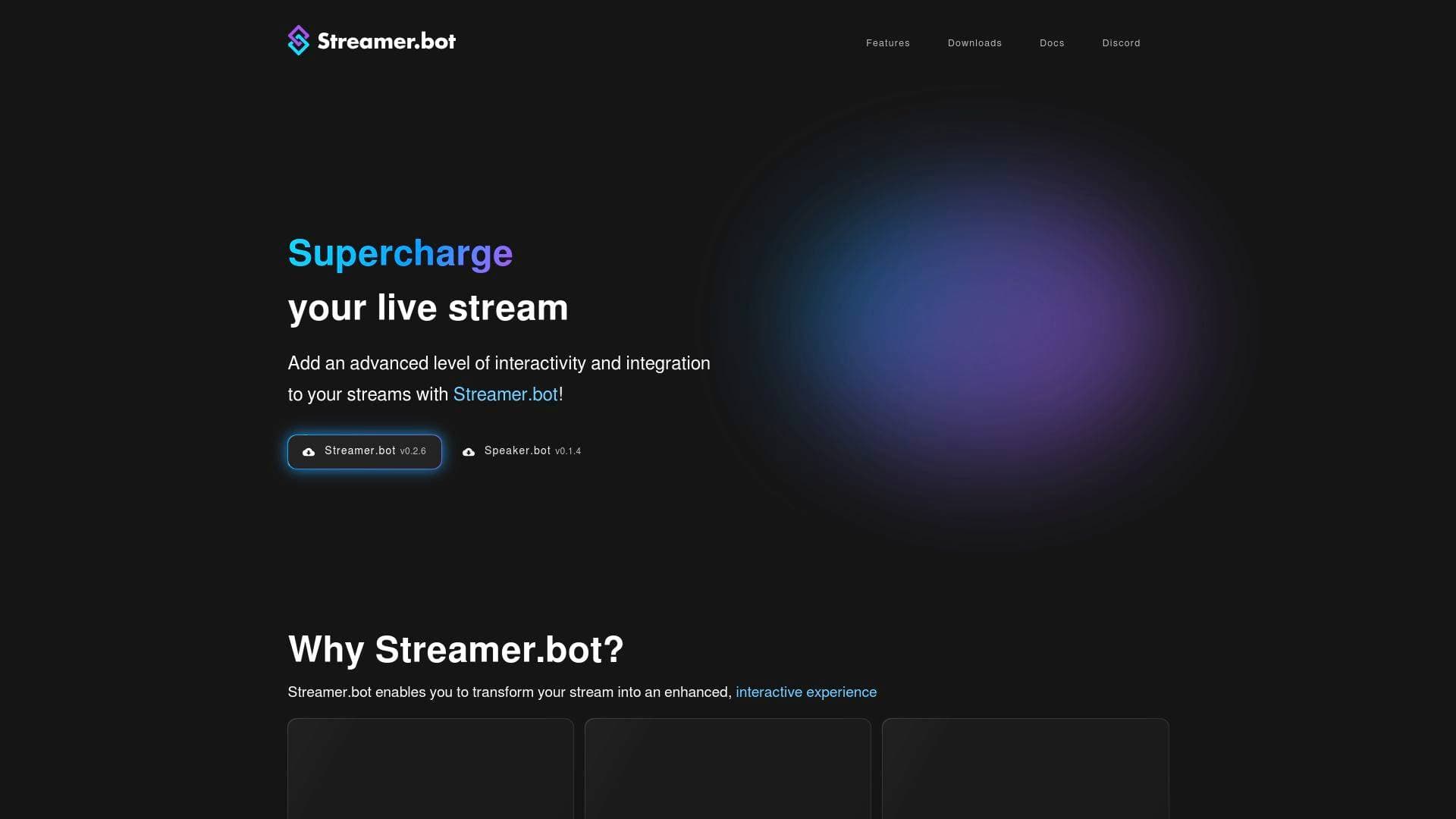 Streamer.bot interface screenshot showing main features and user interface