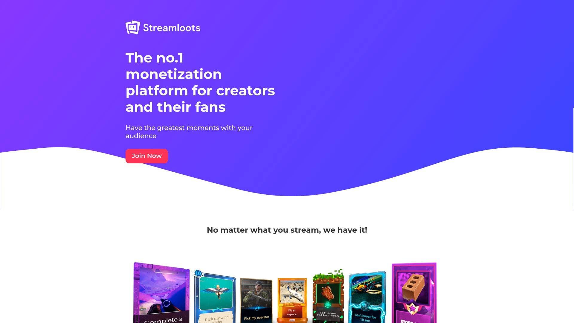 Streamloots interface screenshot showing main features and user interface