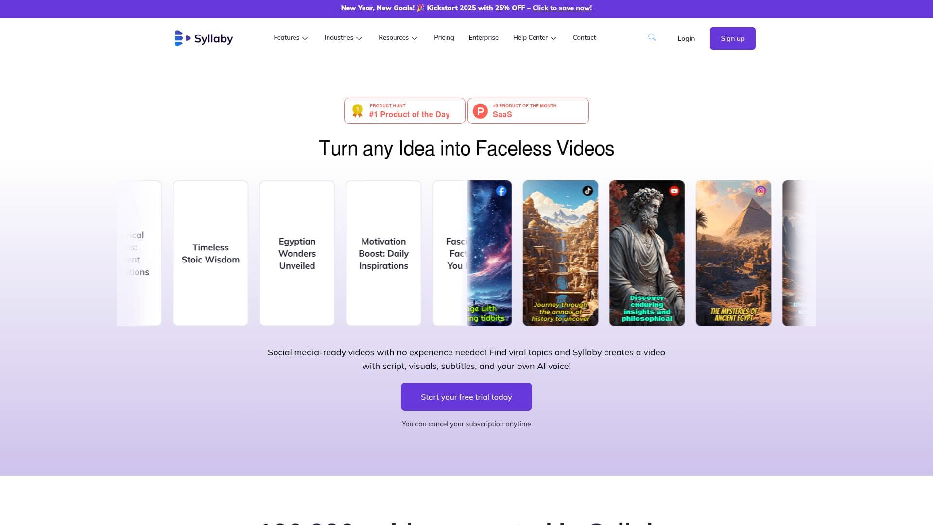 Syllaby interface screenshot showing main features and user interface