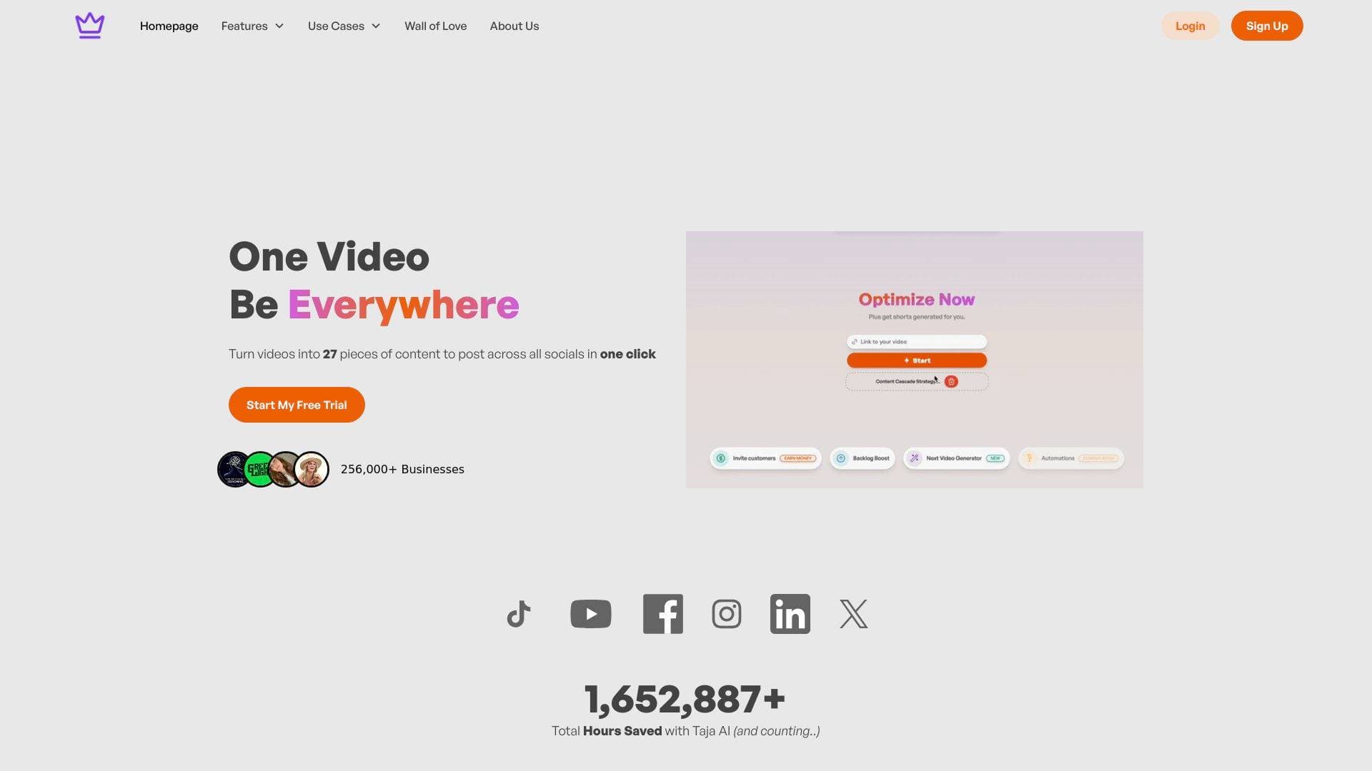 Taja interface screenshot showing main features and user interface