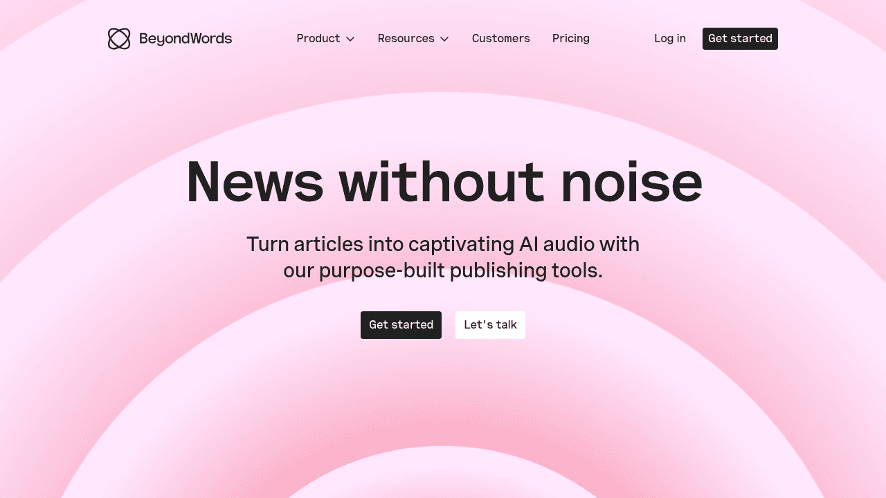 BeyondWords interface screenshot showing main features and user interface