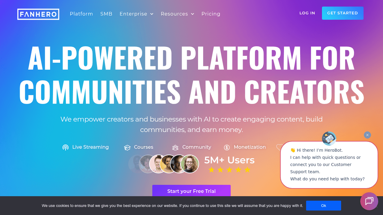FanHero interface screenshot showing main features and user interface