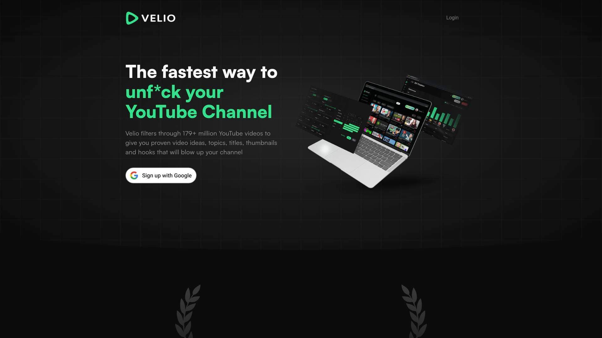 Velio interface screenshot showing main features and user interface