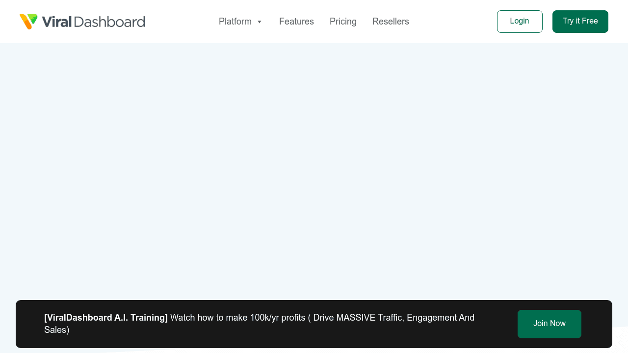 A screenshot of ViralDashboard