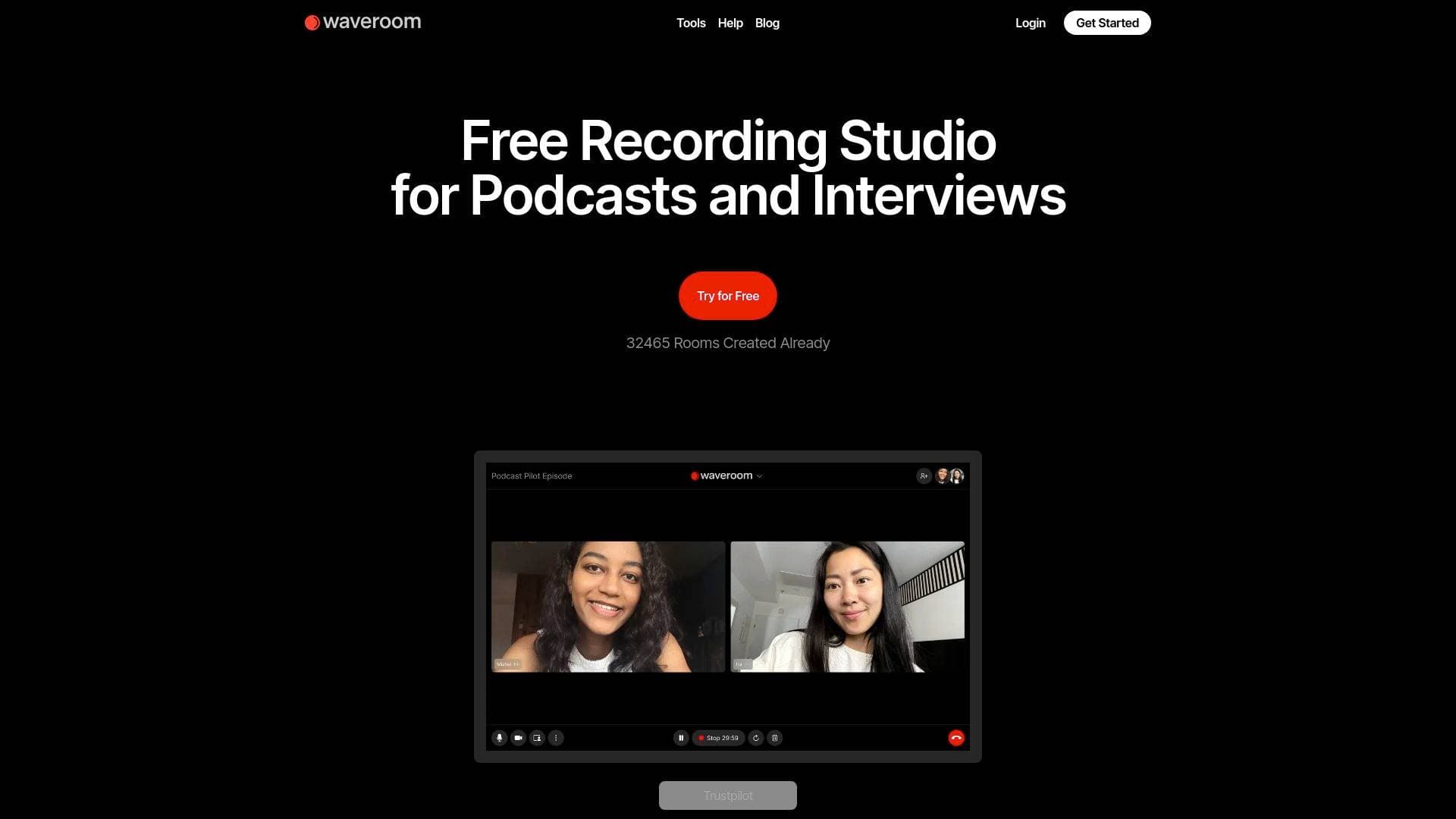 Waveroom interface screenshot showing main features and user interface