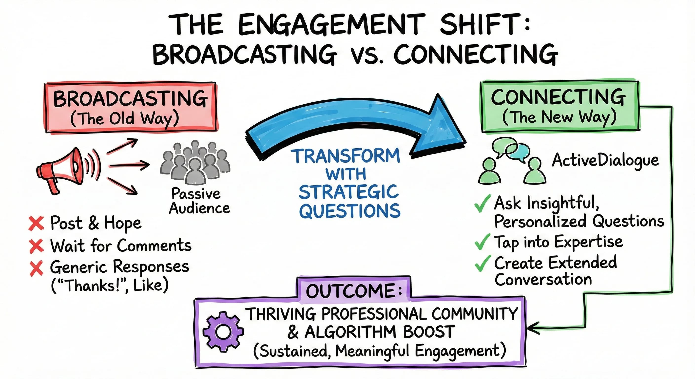 Stop Broadcasting, Start Connecting: How Questions Transform Your Social Media Engagement - Featured blog post image
