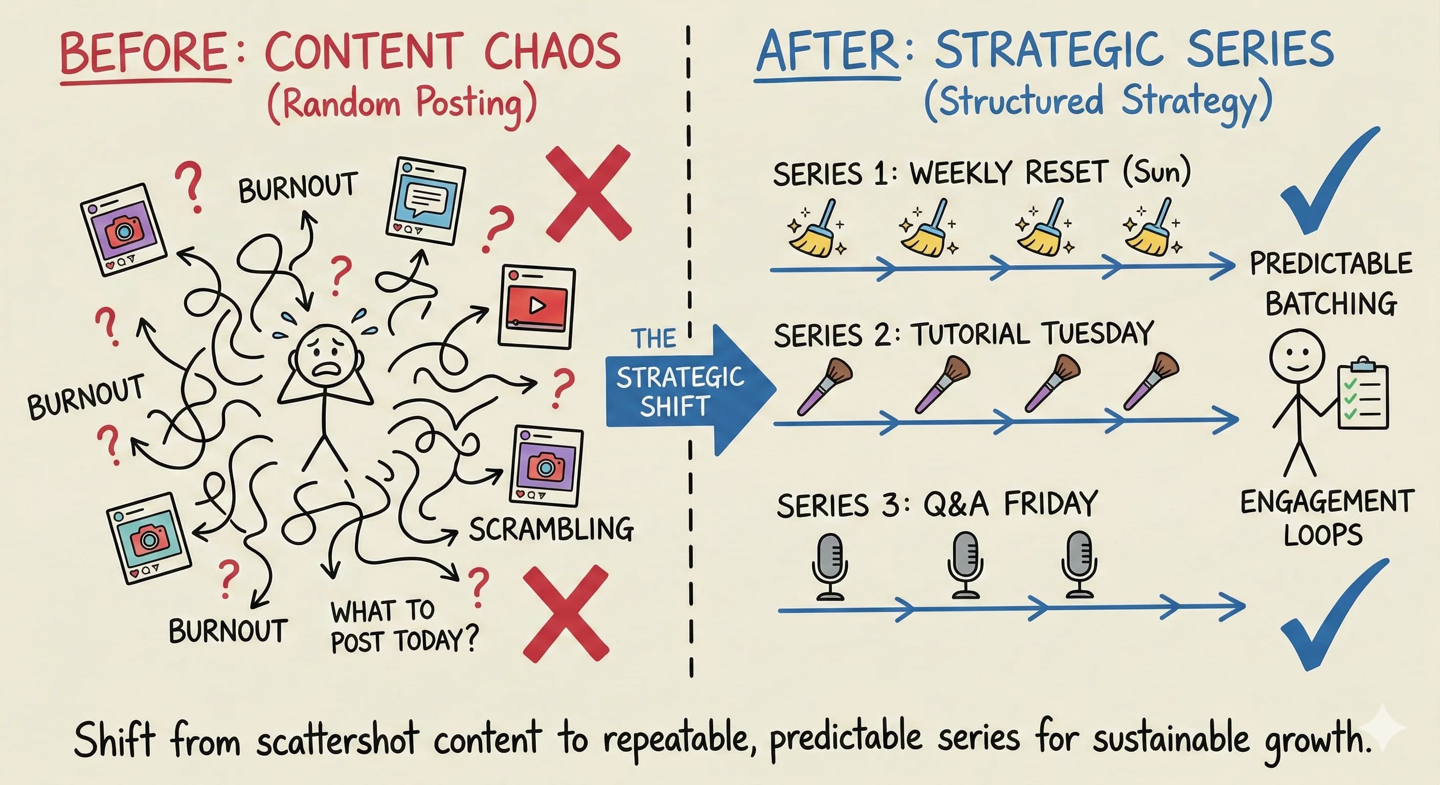 Stop Random Posting: How Social Media Content Series Revolutionize Your Content Creation Strategy - Featured blog post image