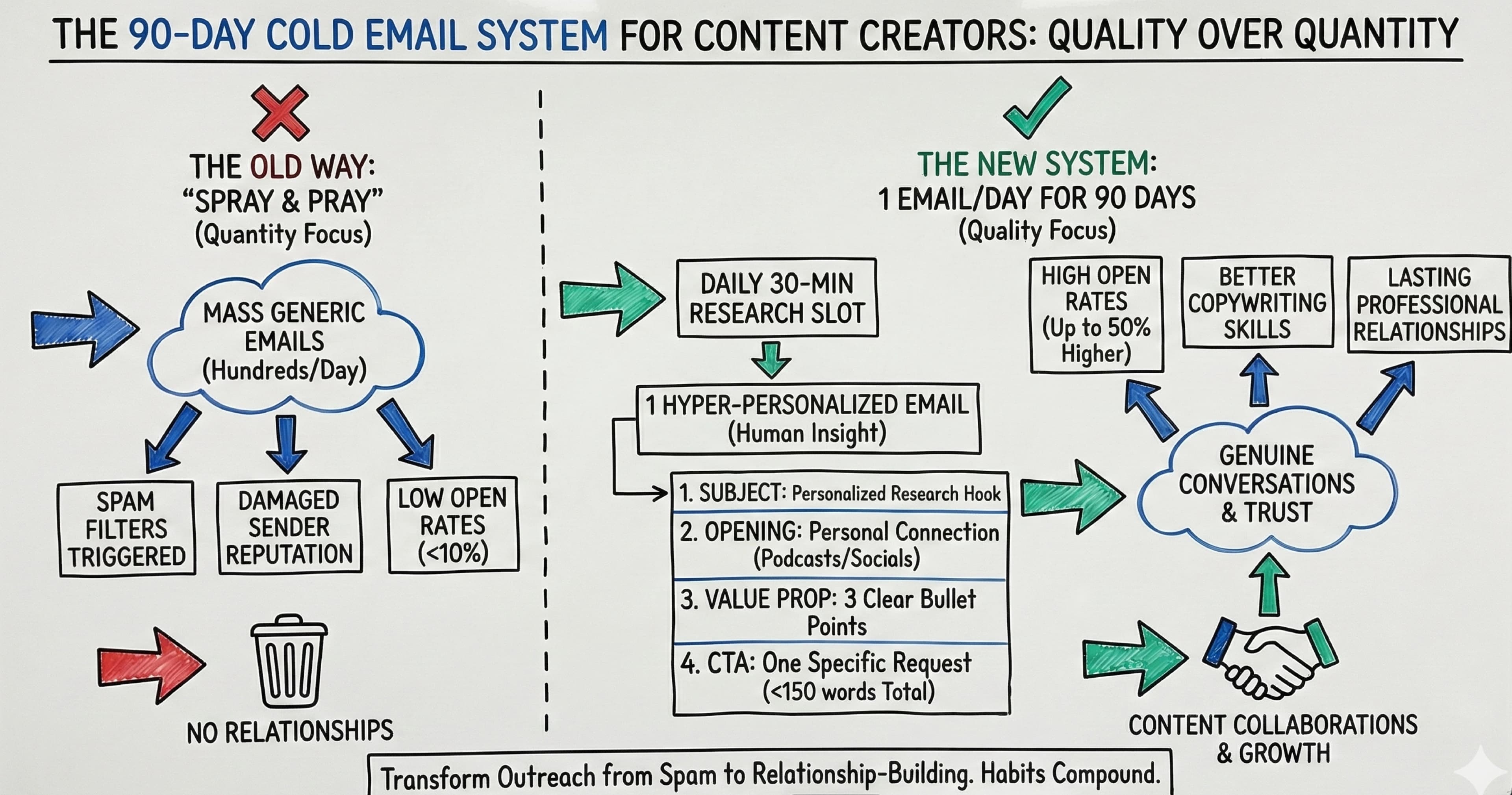 The 90-Day Cold Email Outreach System for Content Creators - Featured blog post image