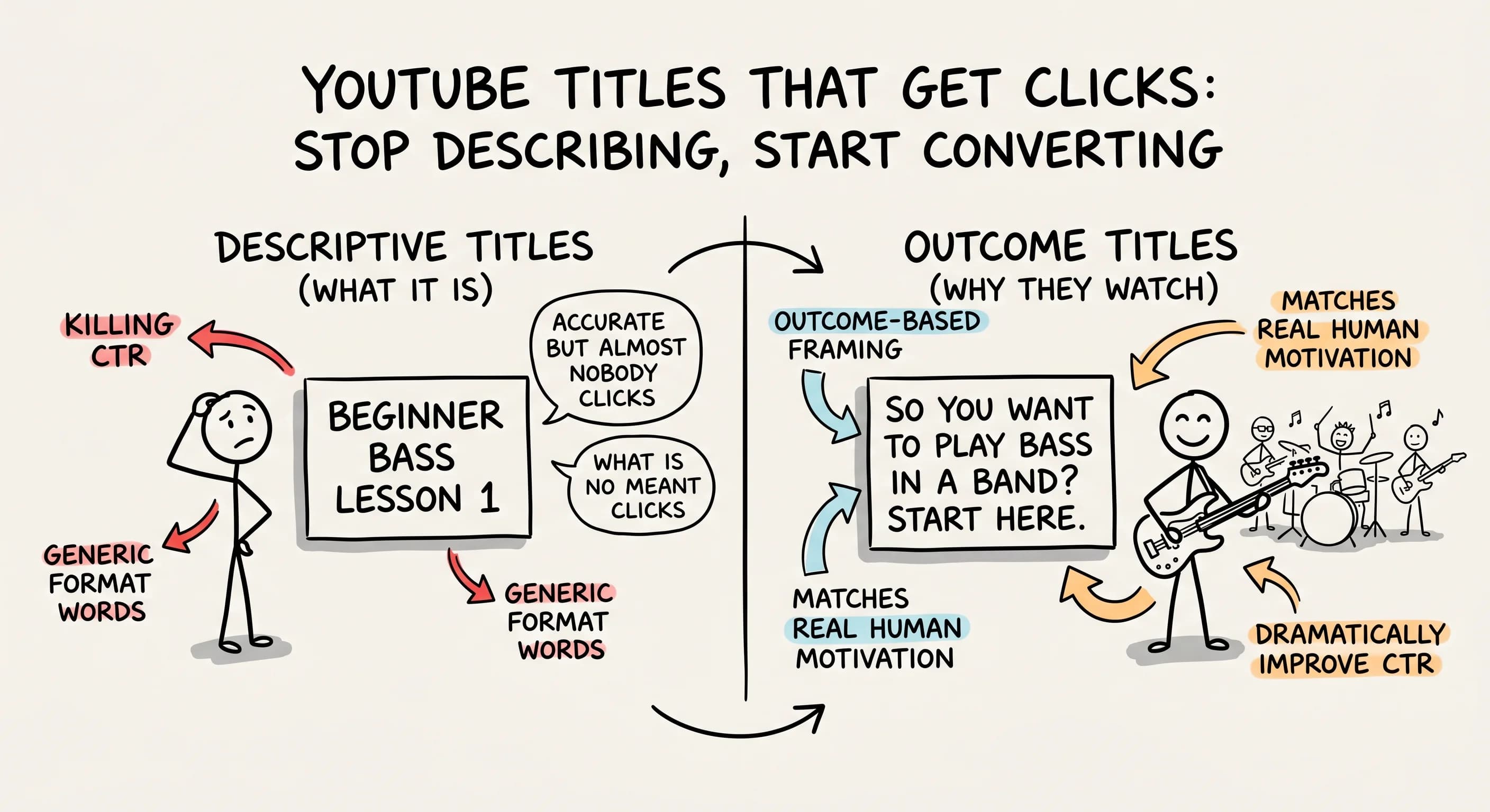 YouTube Titles That Get Clicks: Stop Describing, Start Converting - Featured blog post image