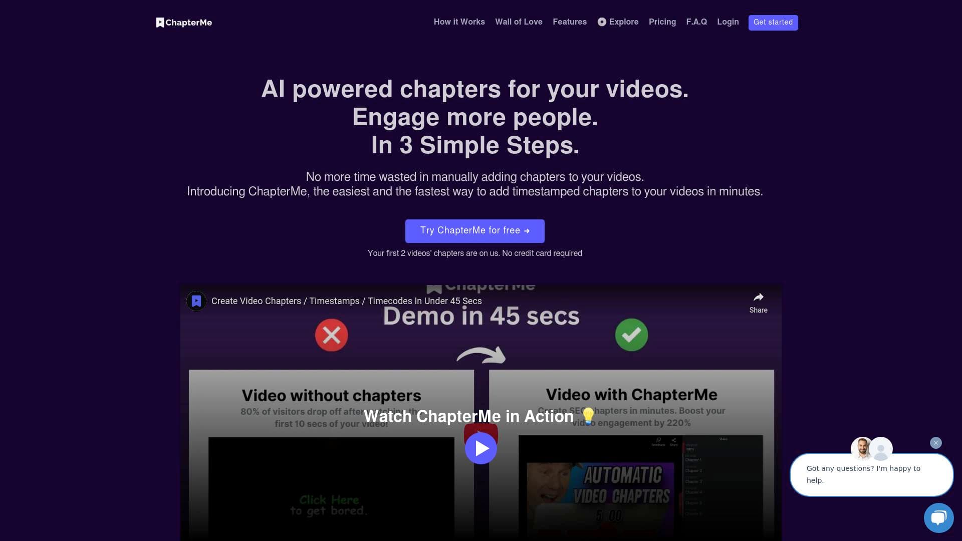 ChapterMe interface screenshot showing main features and user interface