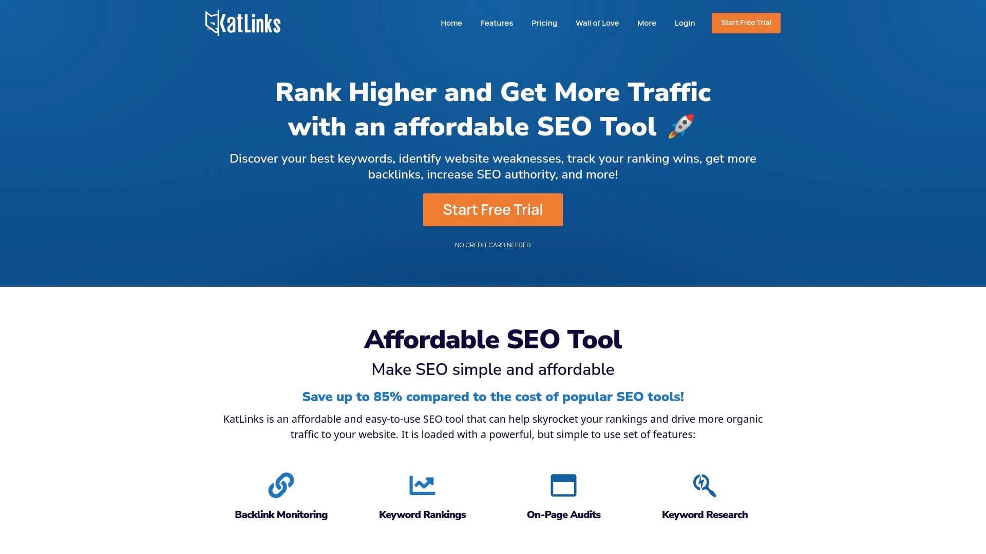 Katlinks interface screenshot showing main features and user interface
