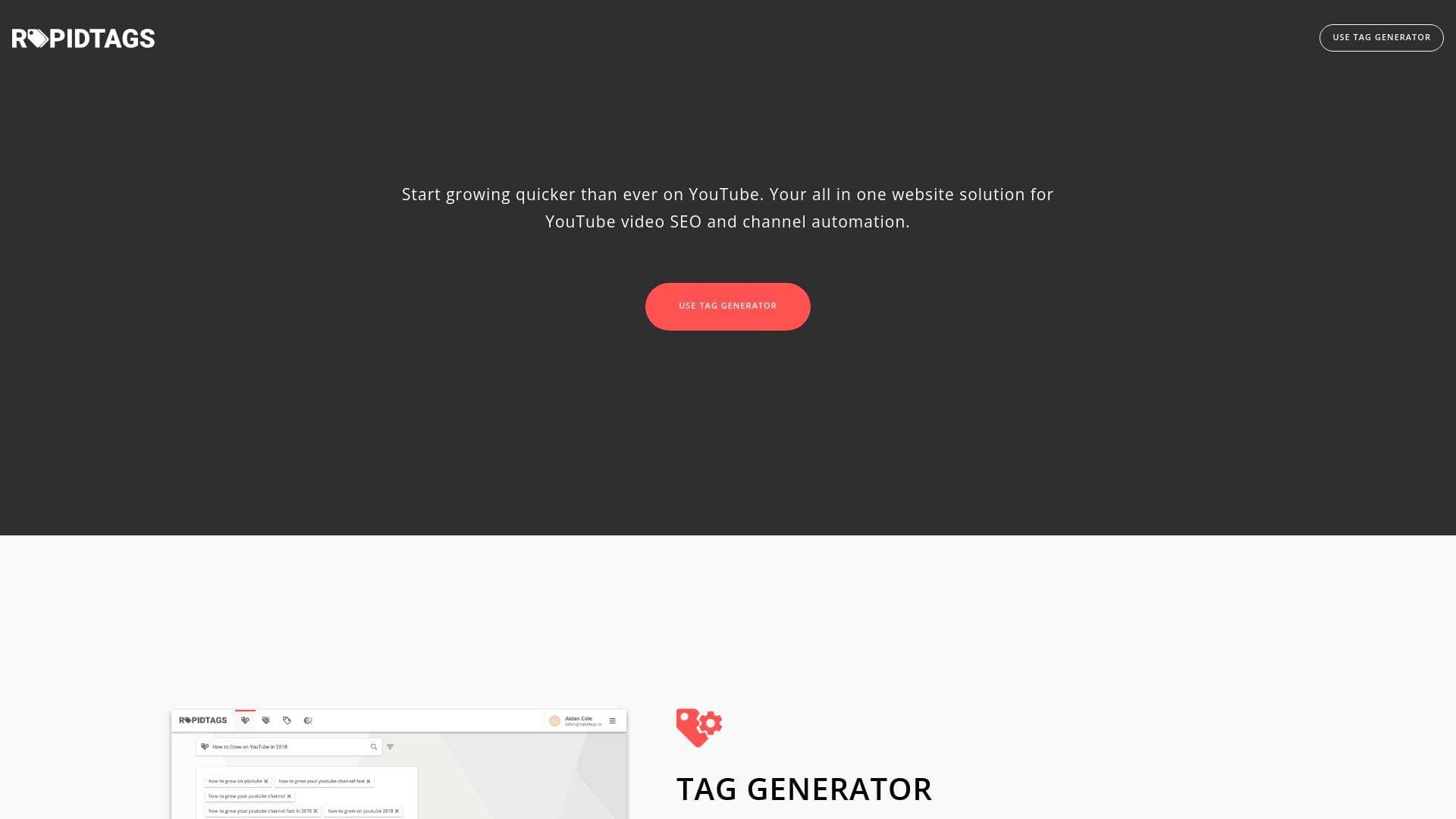 RapidTags interface screenshot showing main features and user interface