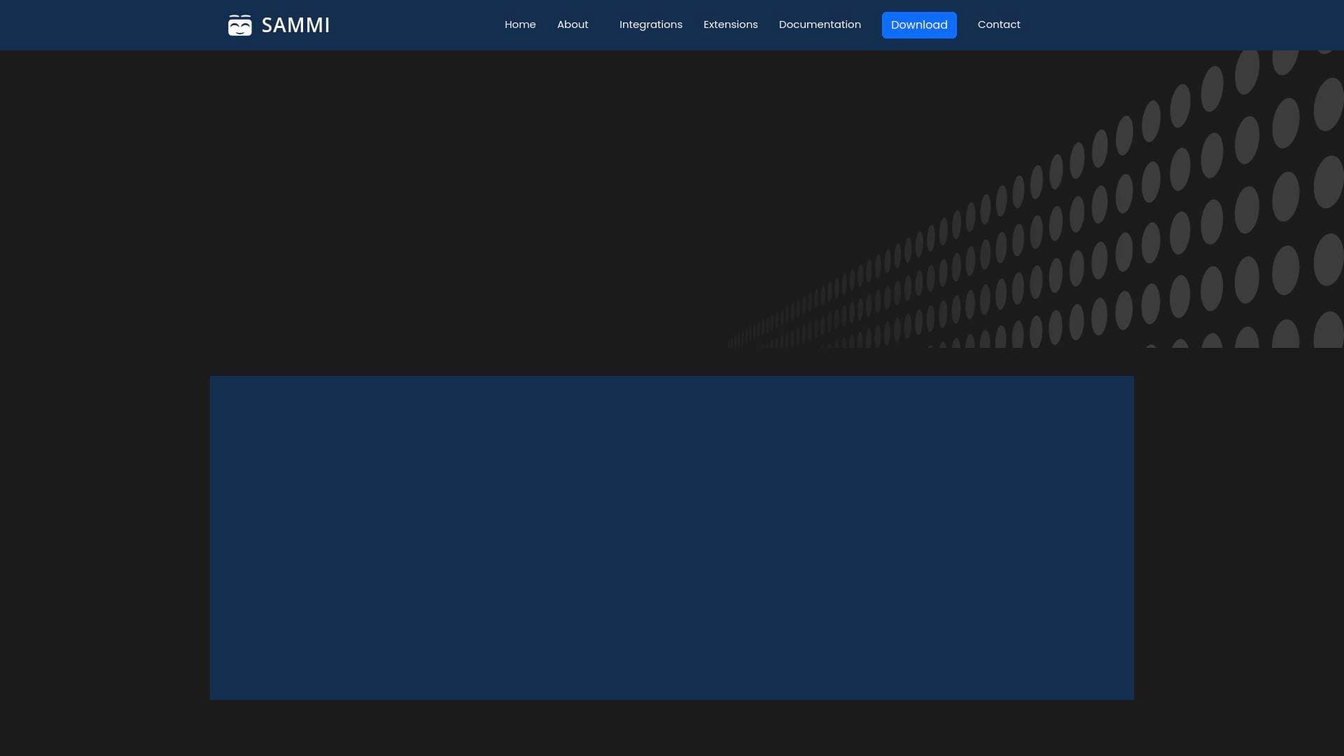 SAMMI Solutions interface screenshot showing main features and user interface