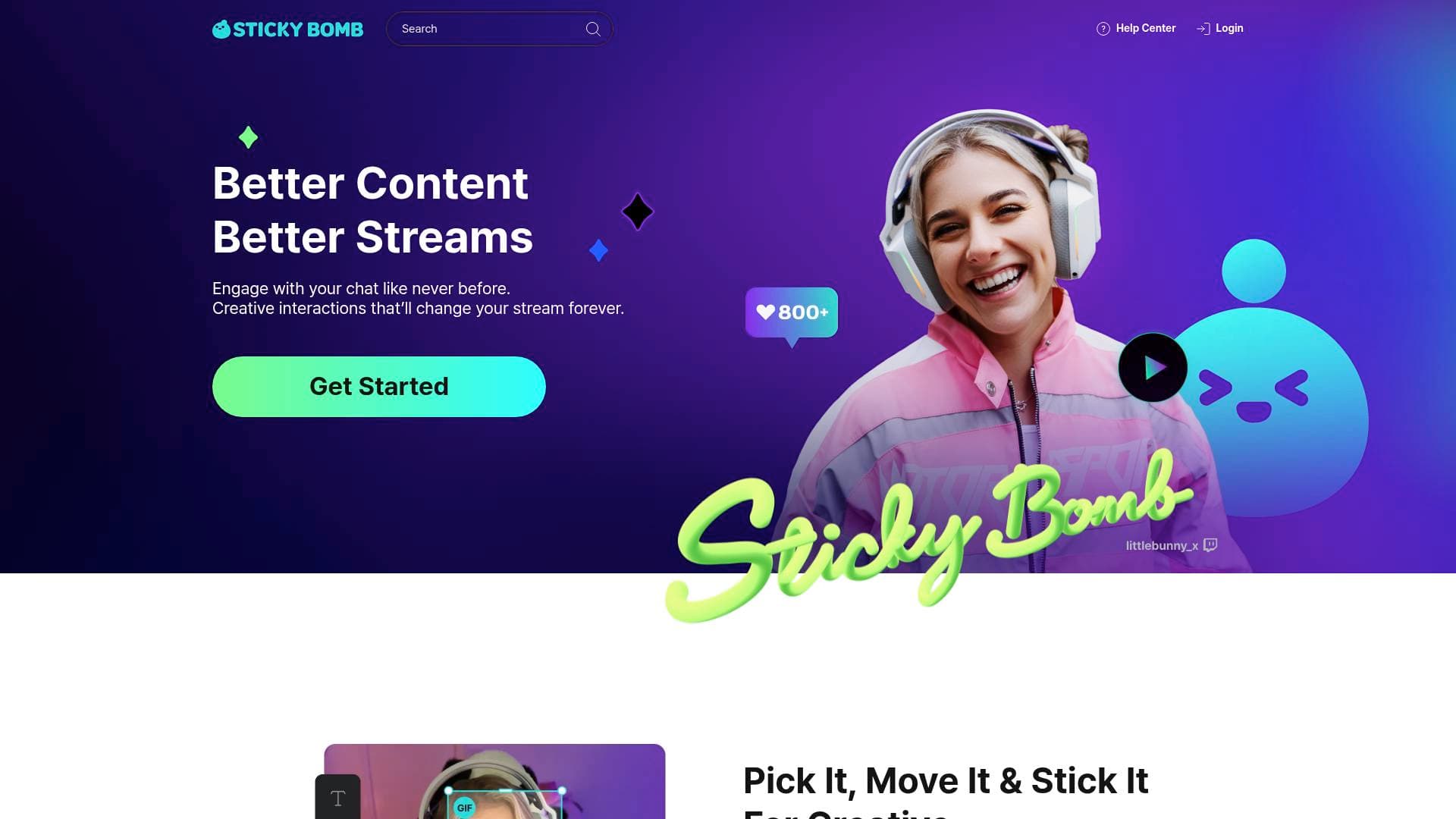 Stickybomb interface screenshot showing main features and user interface