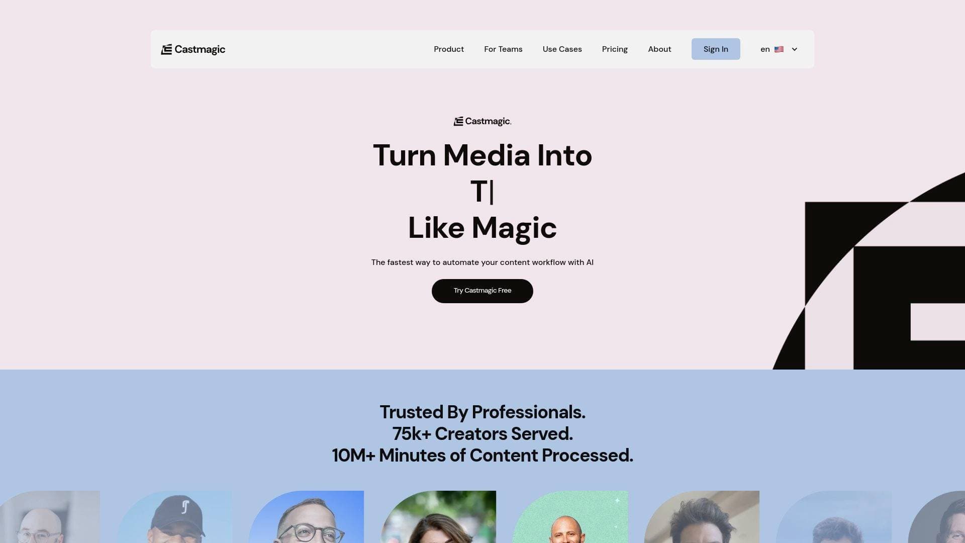 CastMagic interface screenshot showing main features and user interface