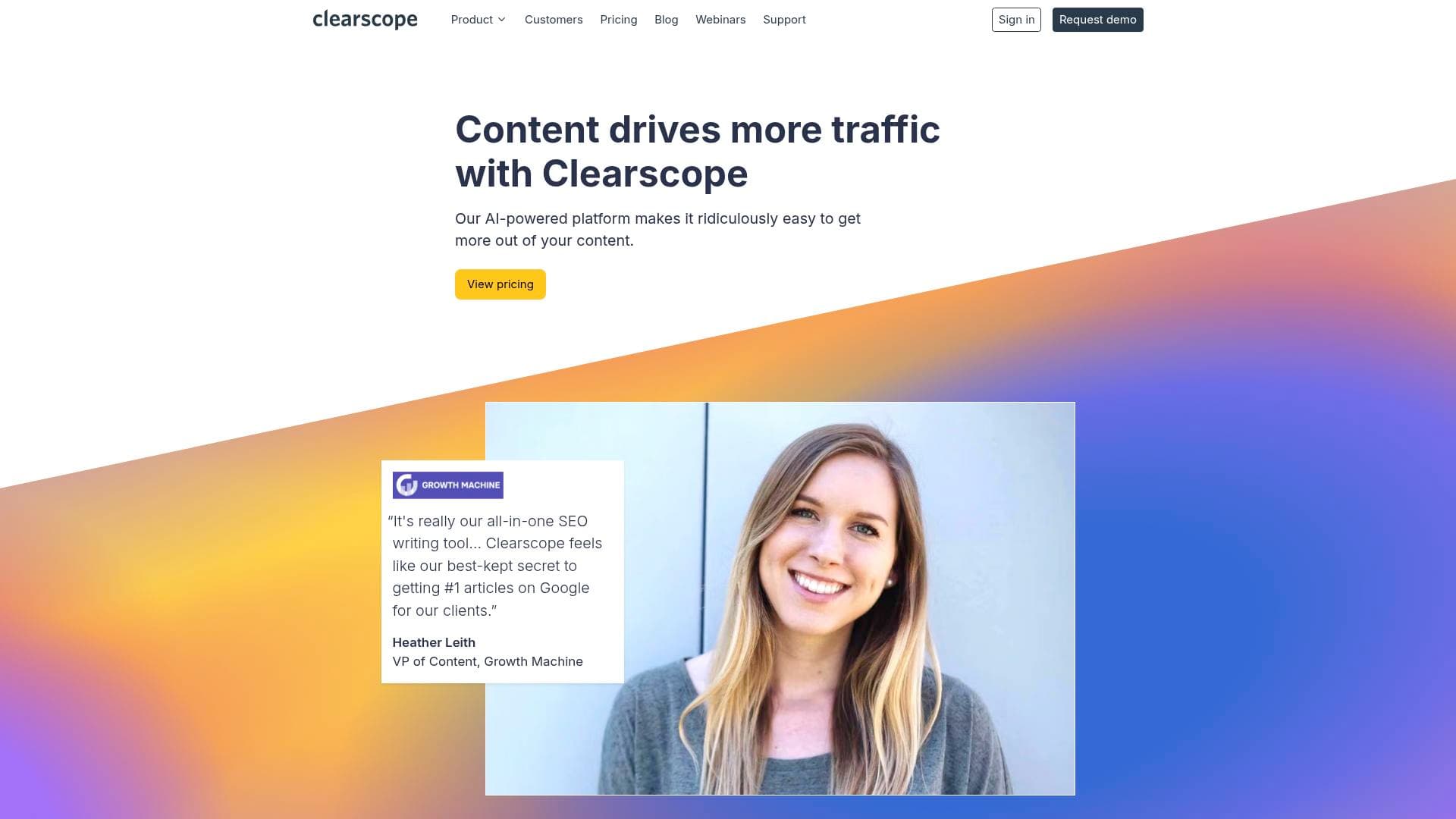 A screenshot of Clearscope