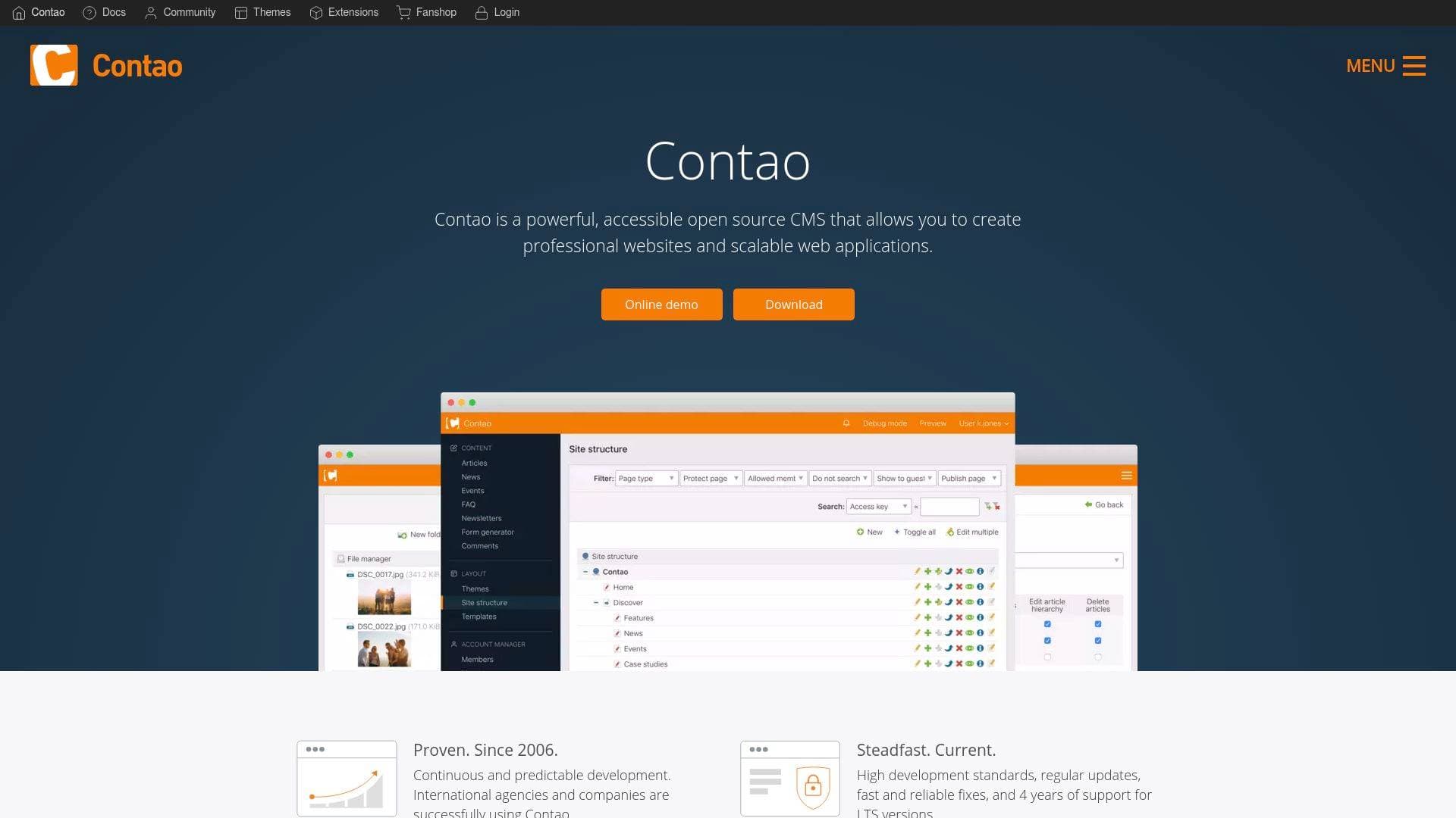 A screenshot of Contao
