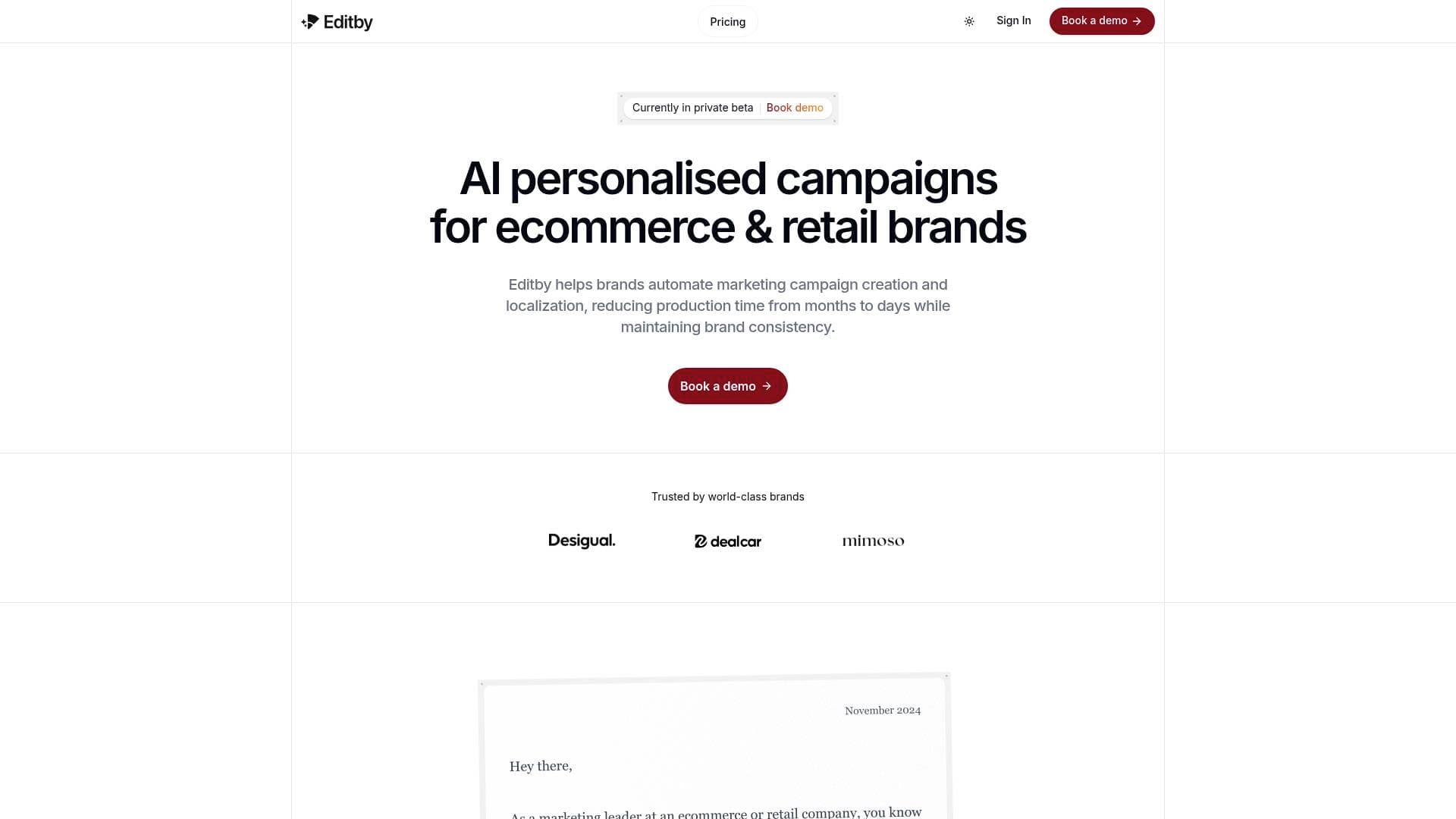 Editby interface screenshot showing main features and user interface