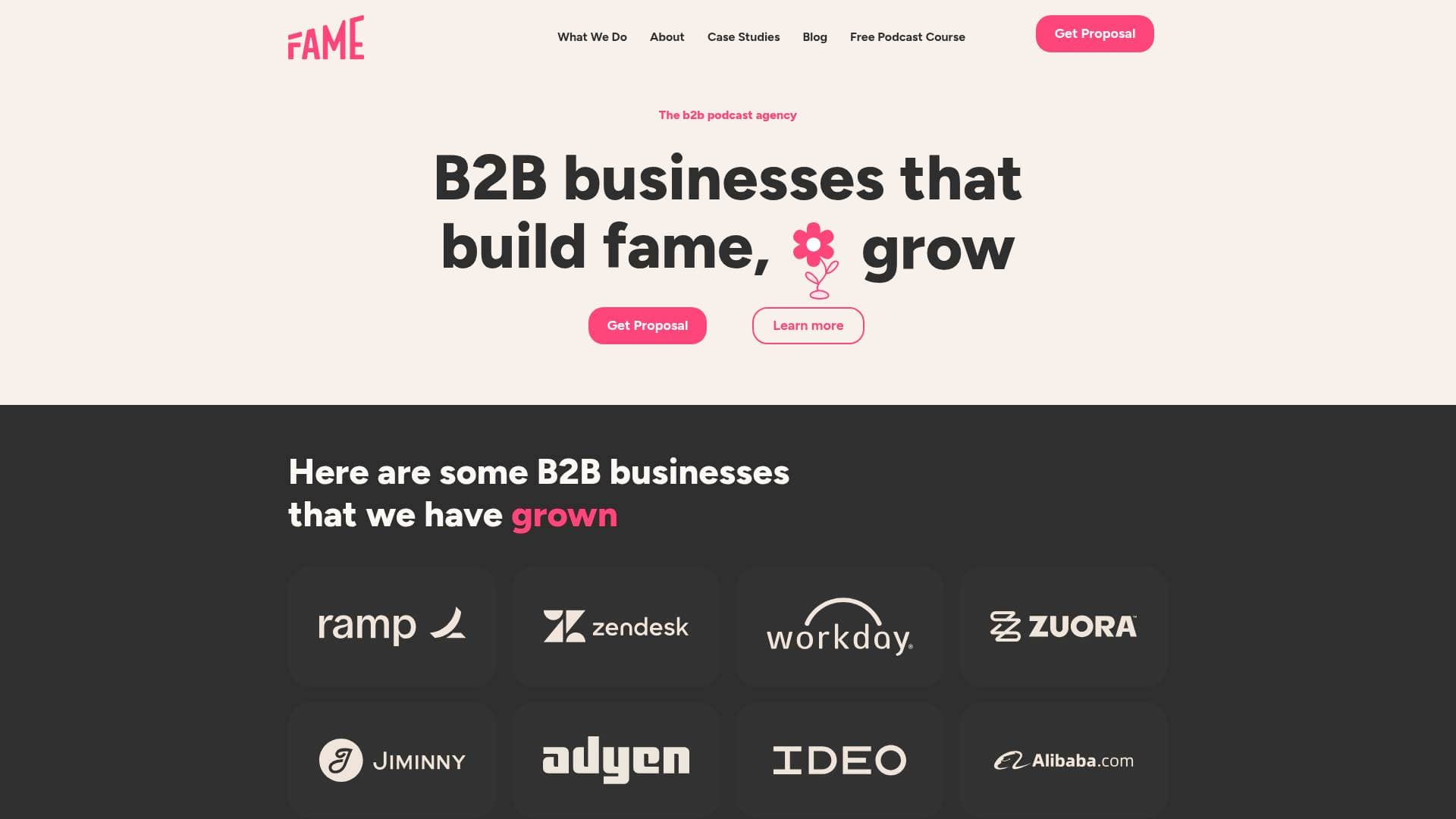 Fame interface screenshot showing main features and user interface