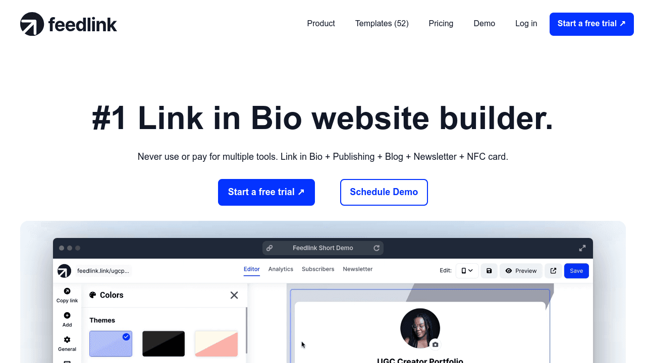 feedlink interface screenshot showing main features and user interface