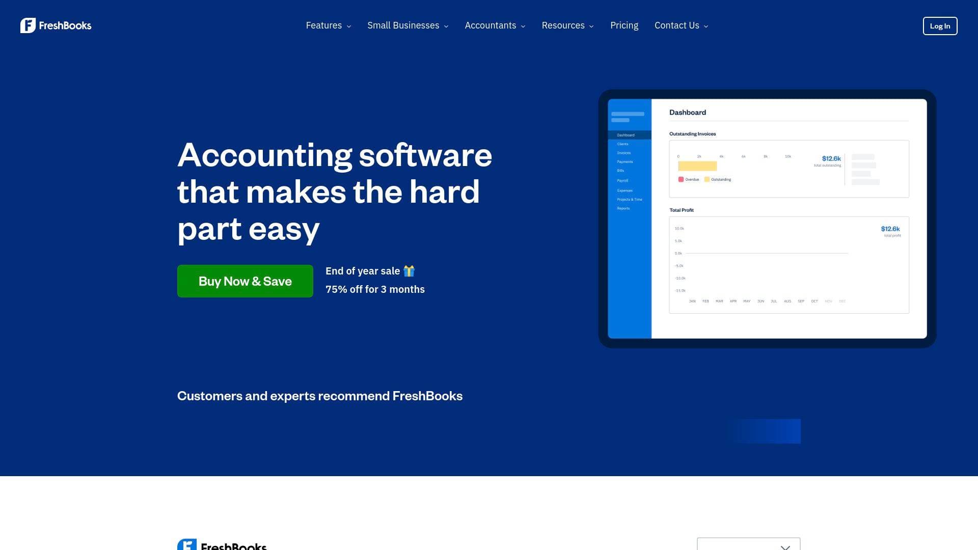 A screenshot of Freshbooks
