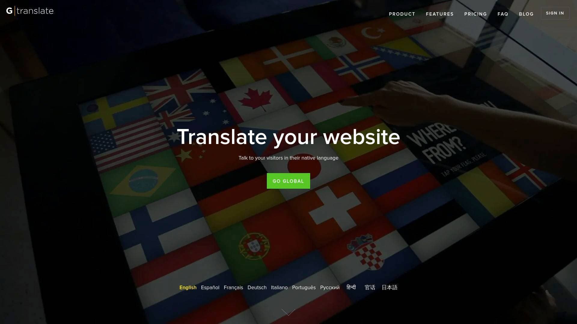 A screenshot of GTranslate