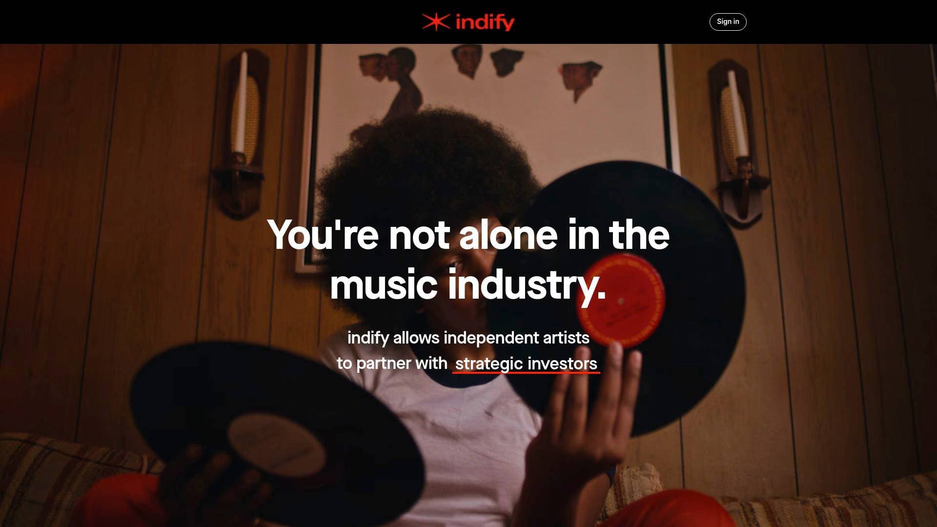 Indify interface screenshot showing main features and user interface