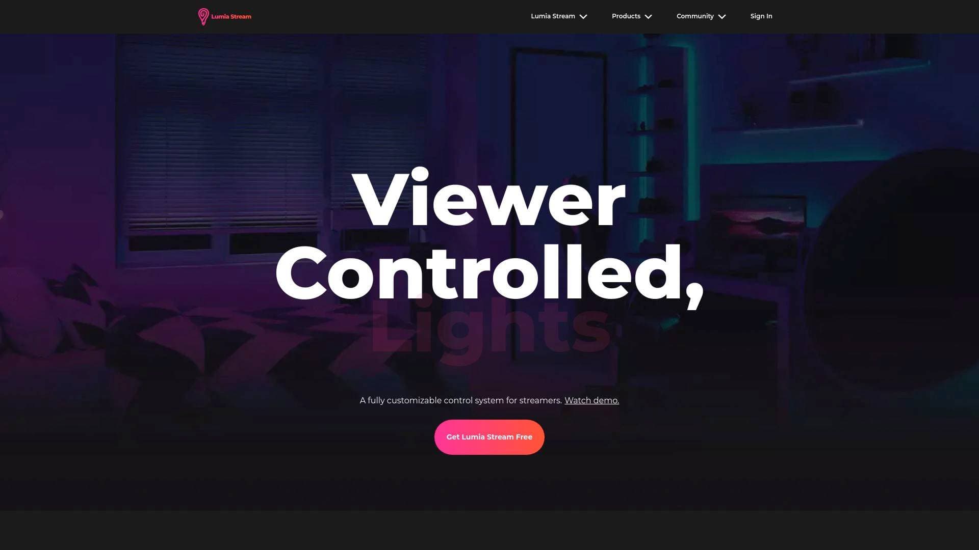 Lumia Stream interface screenshot showing main features and user interface