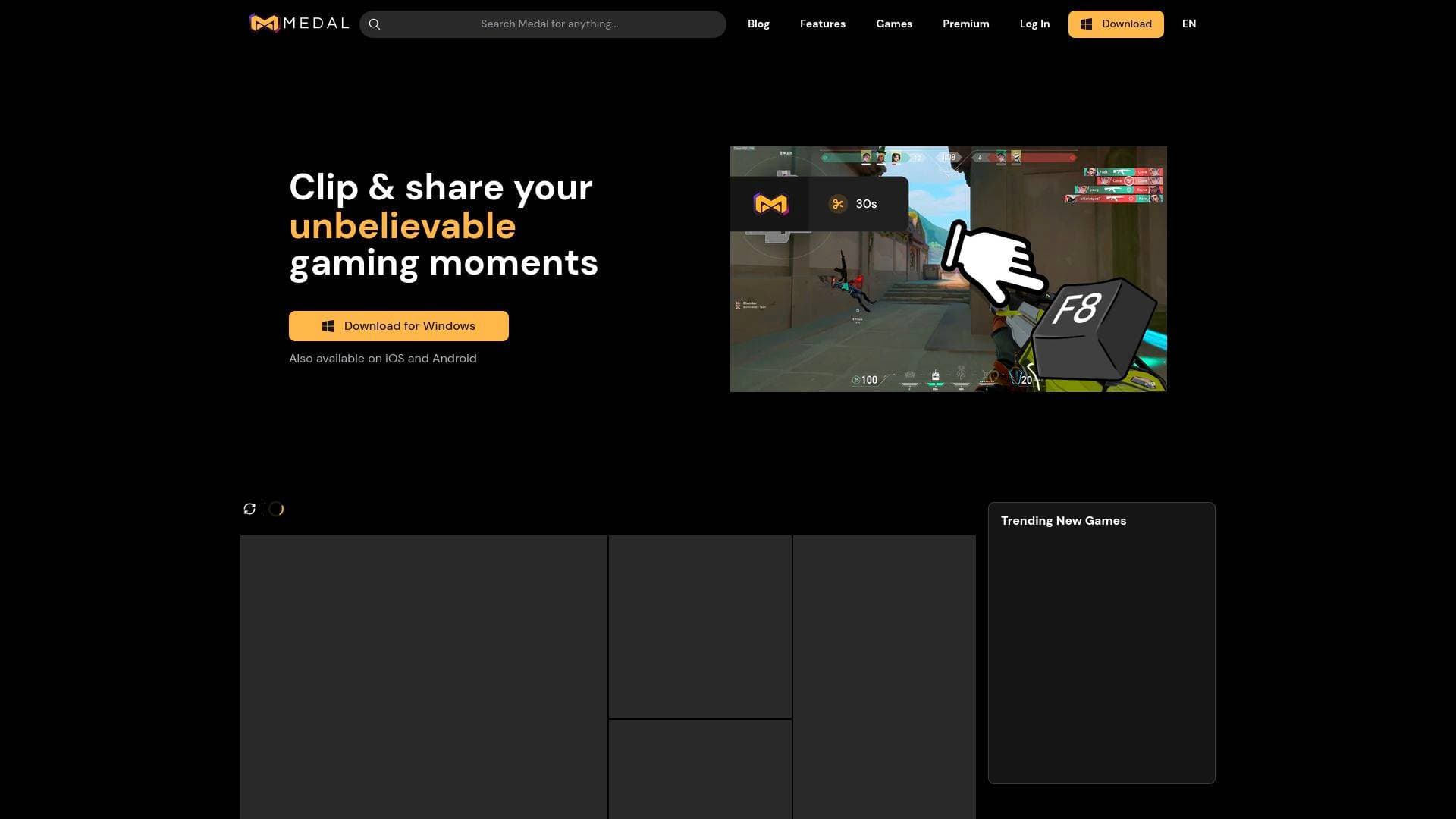 Medal interface screenshot showing main features and user interface