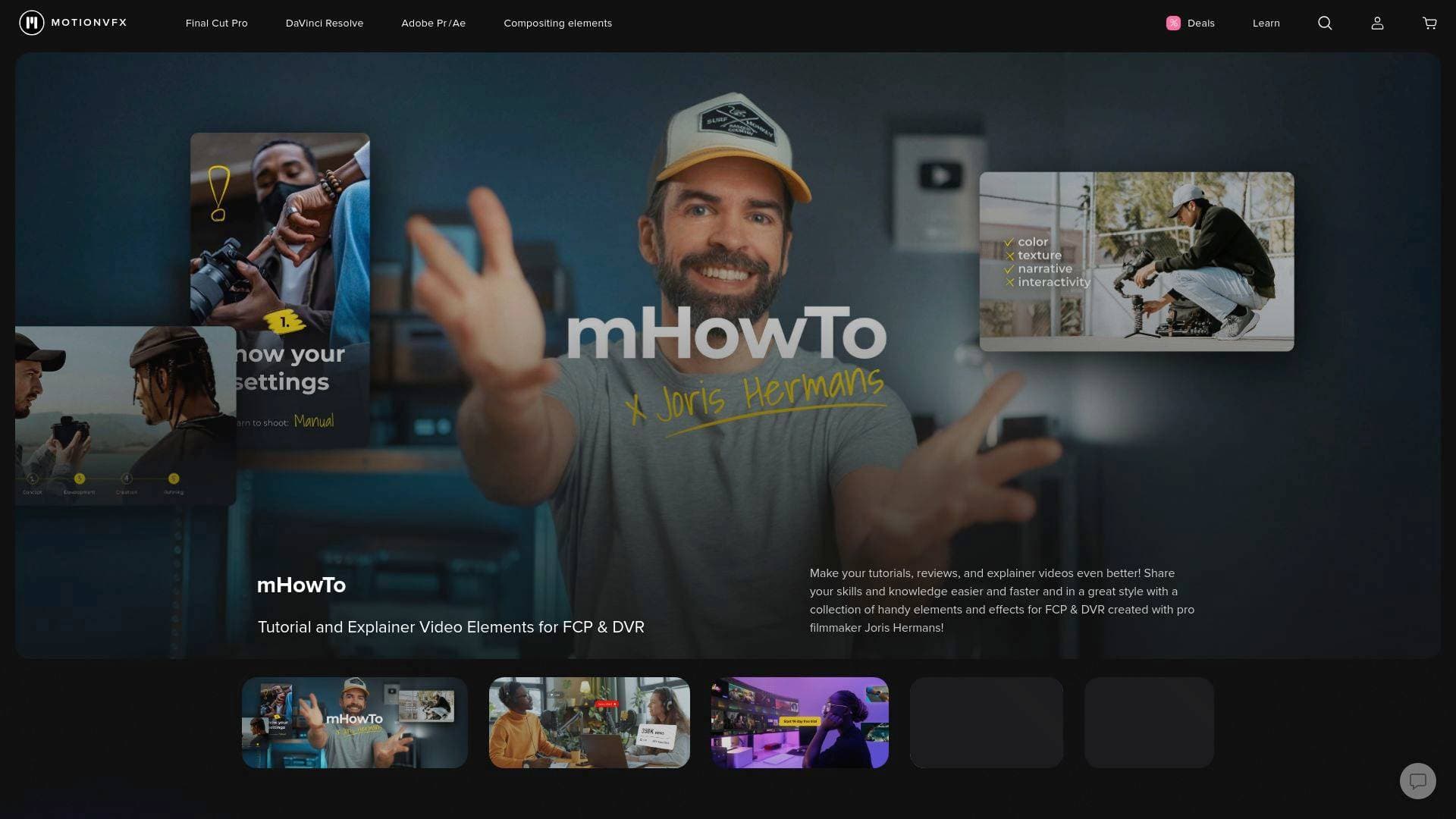 Motion VFX interface screenshot showing main features and user interface