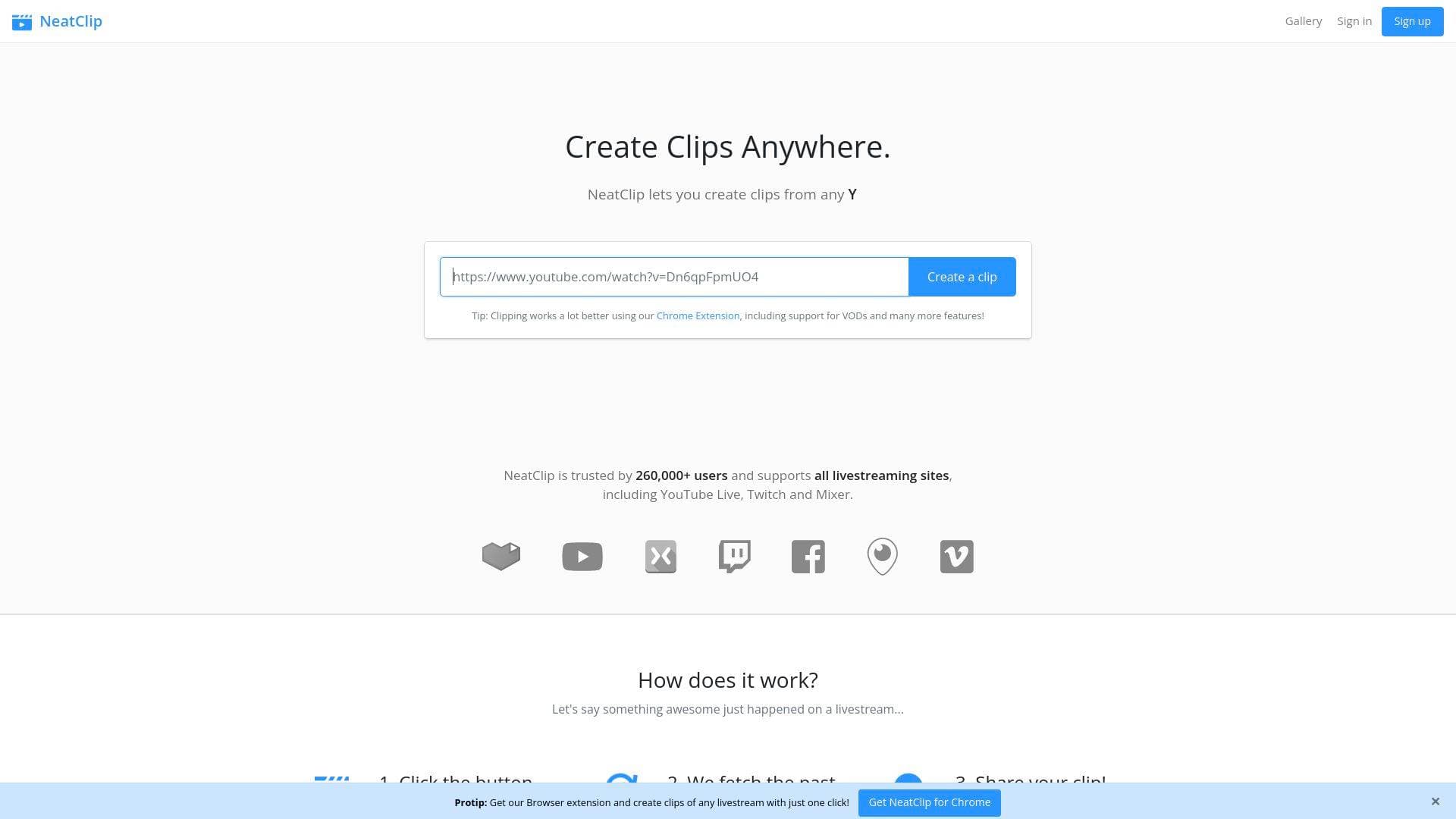 NeatClip interface screenshot showing main features and user interface