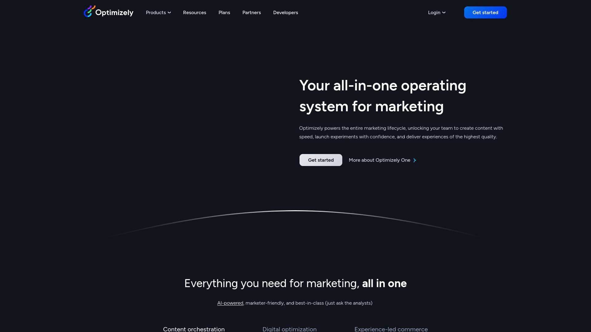 Optimizely interface screenshot showing main features and user interface