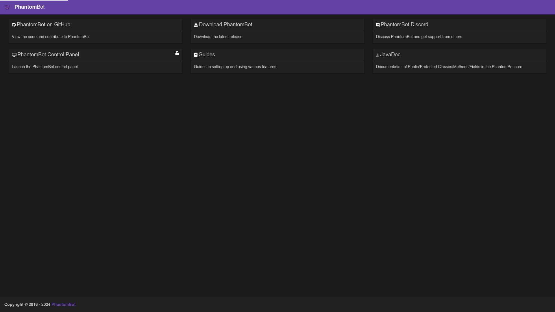 PhantomBot interface screenshot showing main features and user interface